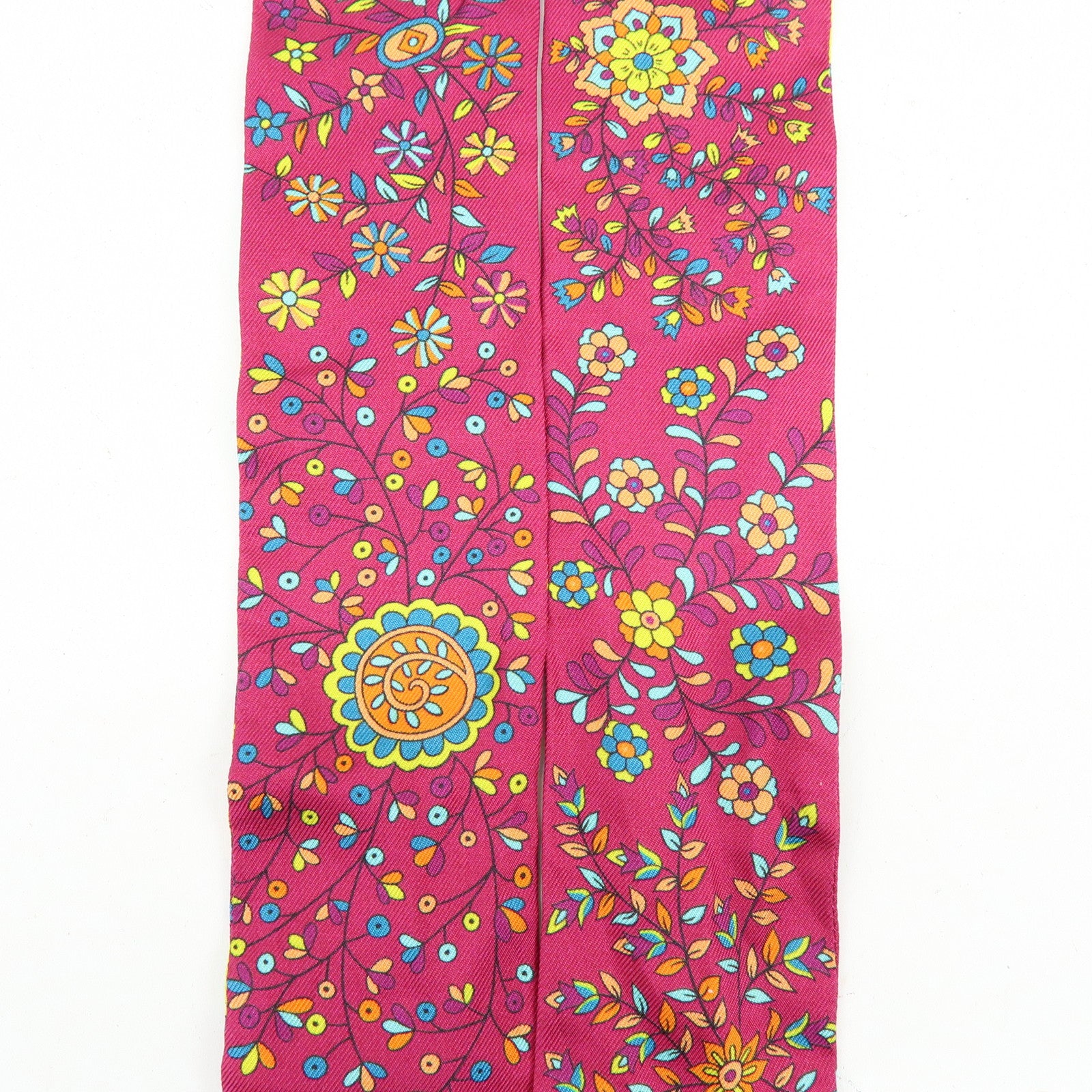 HERMES 100% Silk Twilly LARBRE DE VIE Flower Print Purple