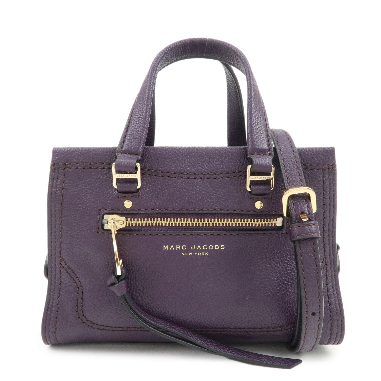MARC JACOBS Logo Leather 2WAY Bag Hand Bag Shoulder Bag Purple