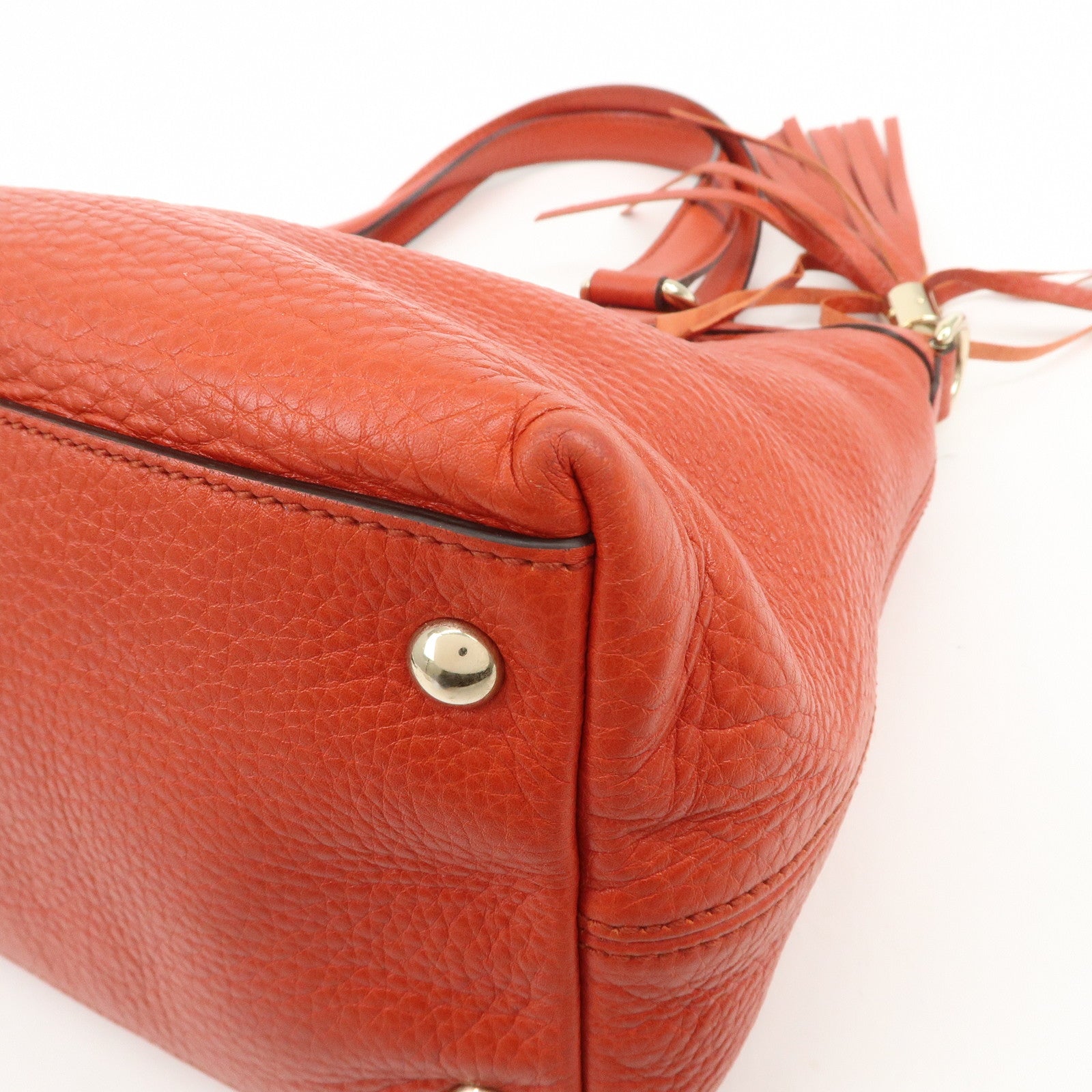 GUCCI SOHO Interlocking G Leather 2Way Hand Bag Orange 308362