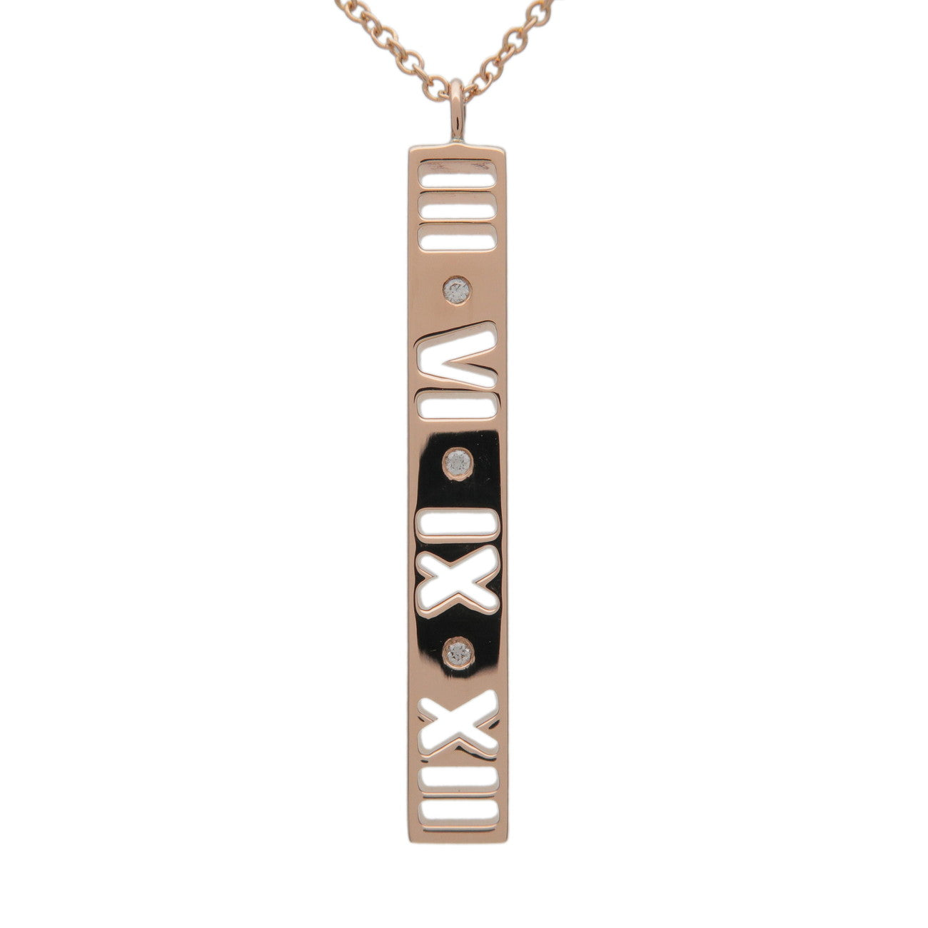 Tiffany & Co Atlas Bar 3P Diamond Necklace K18 750PG Rose Gold