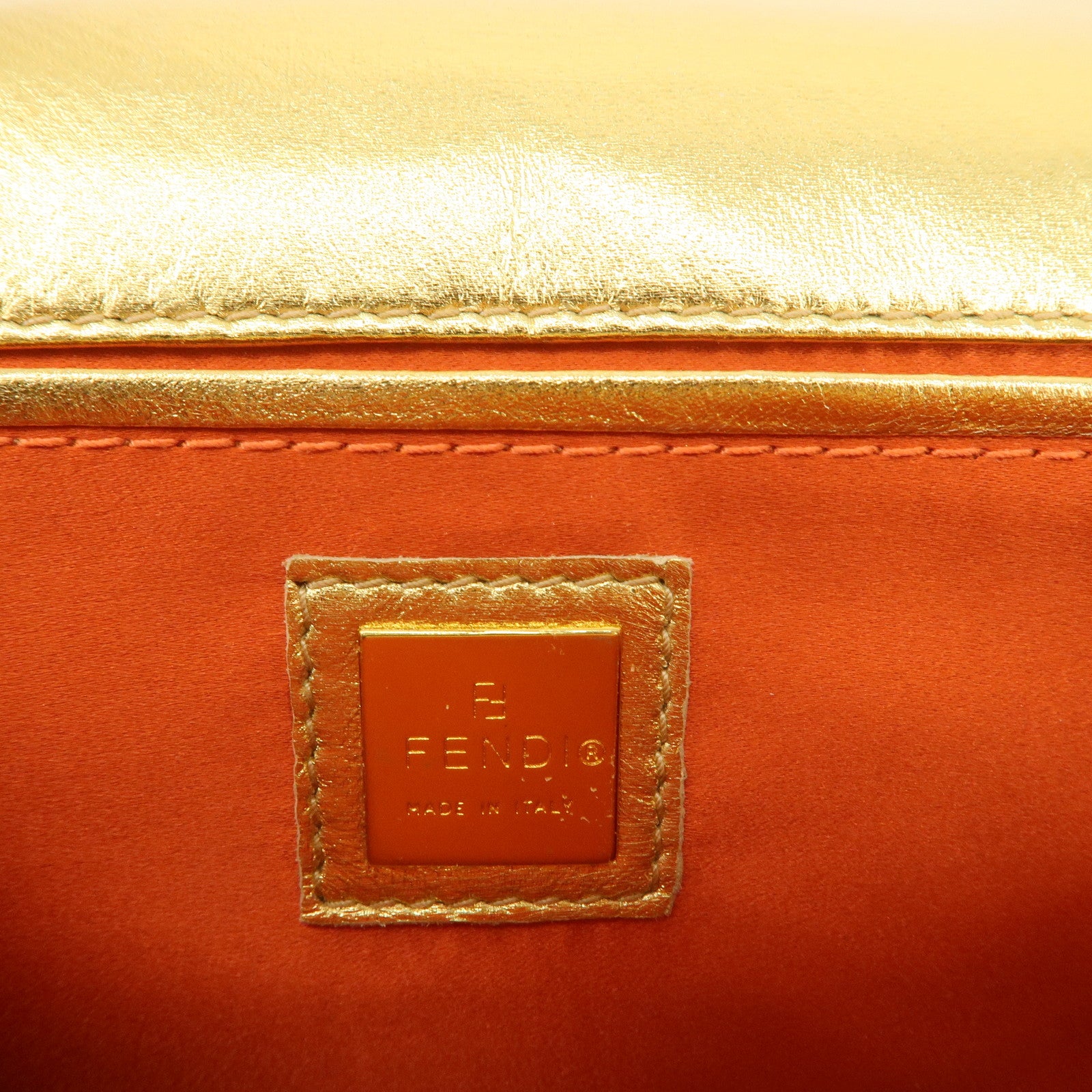 FENDI Leather Sequin Shoulder Bag Crossbody Bag Gold Red Purple