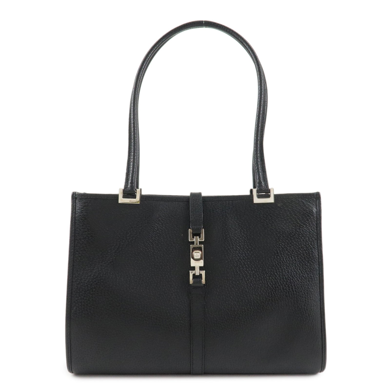 GUCCI Jackie Leather Shoulder bag Tote Bag 002.1073 Black Silver HDW Used