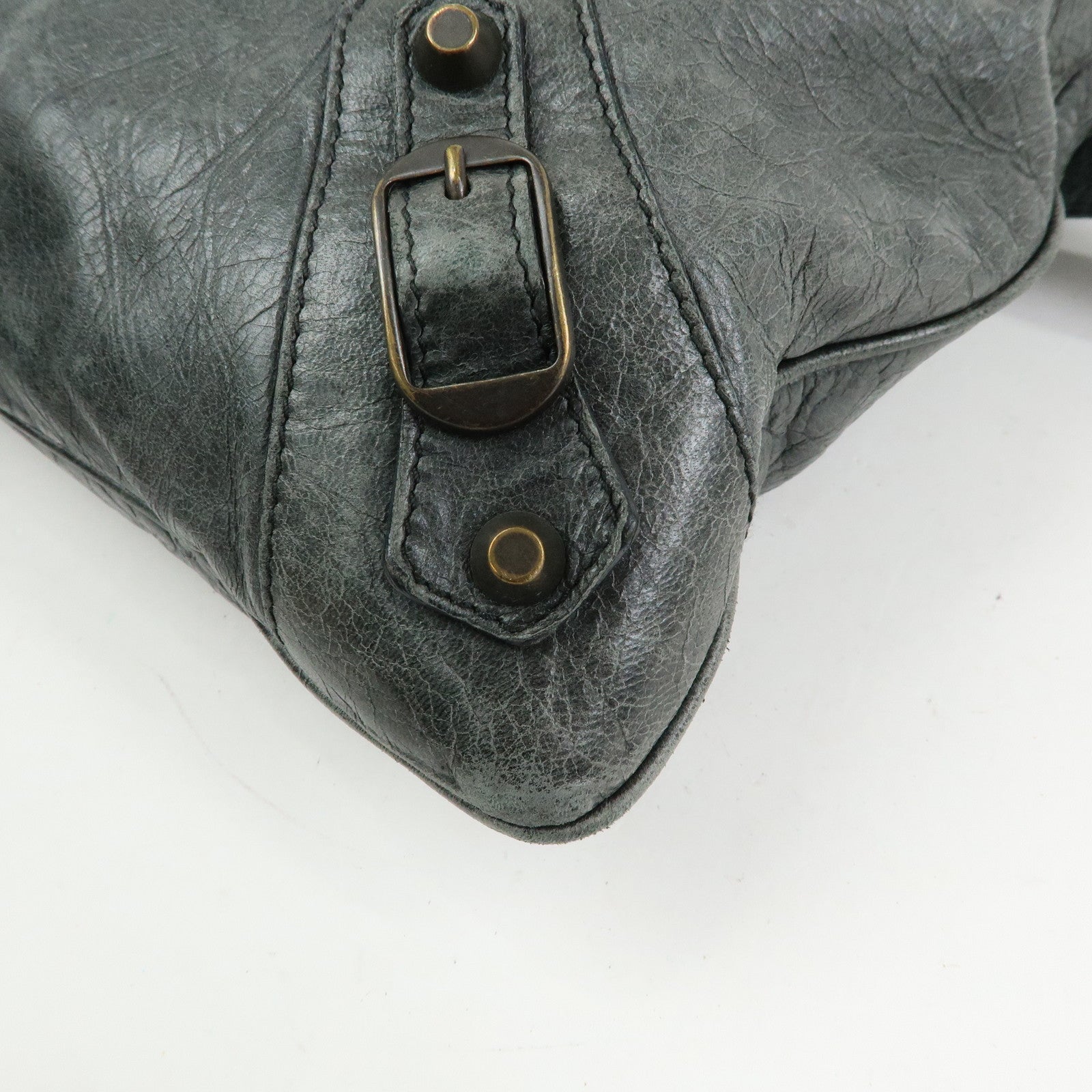 BALENCIAGA Leather The Messenger Bag Shoulder Crossbody Bag 177289
