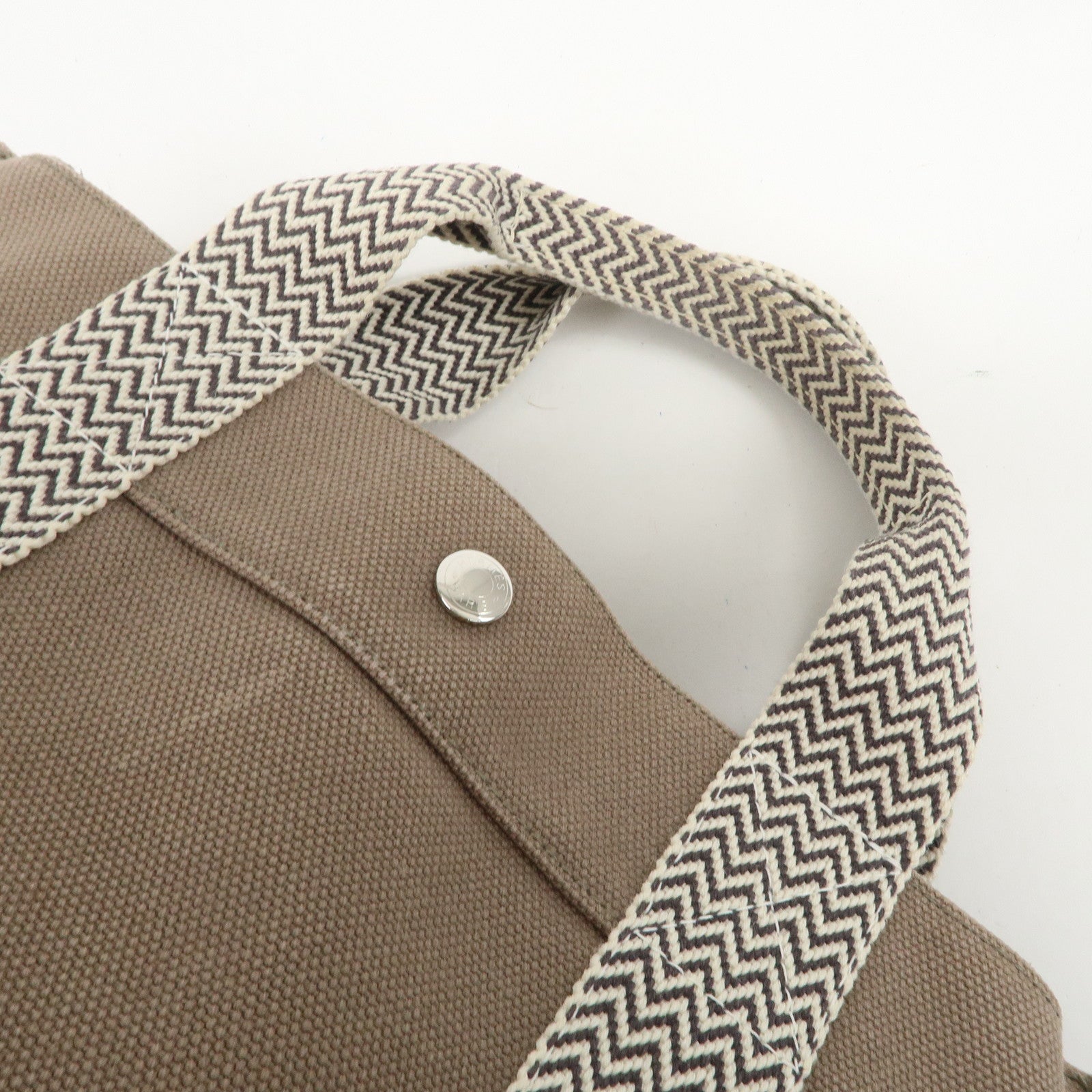 HERMES Cannes PM Canvas Tote Bag Hand Bag Beige