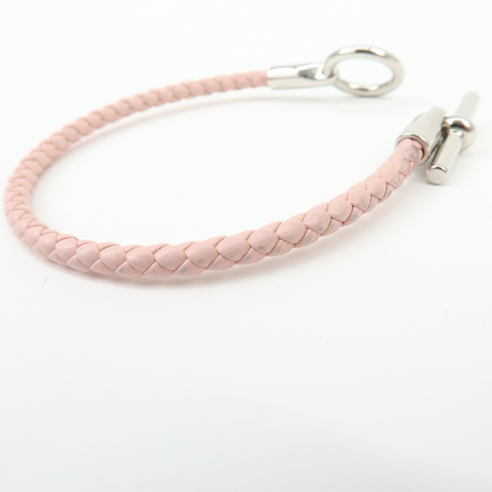 HERMES Glenan H Tresse en Veau Swift Leather Bracelet Light Pink