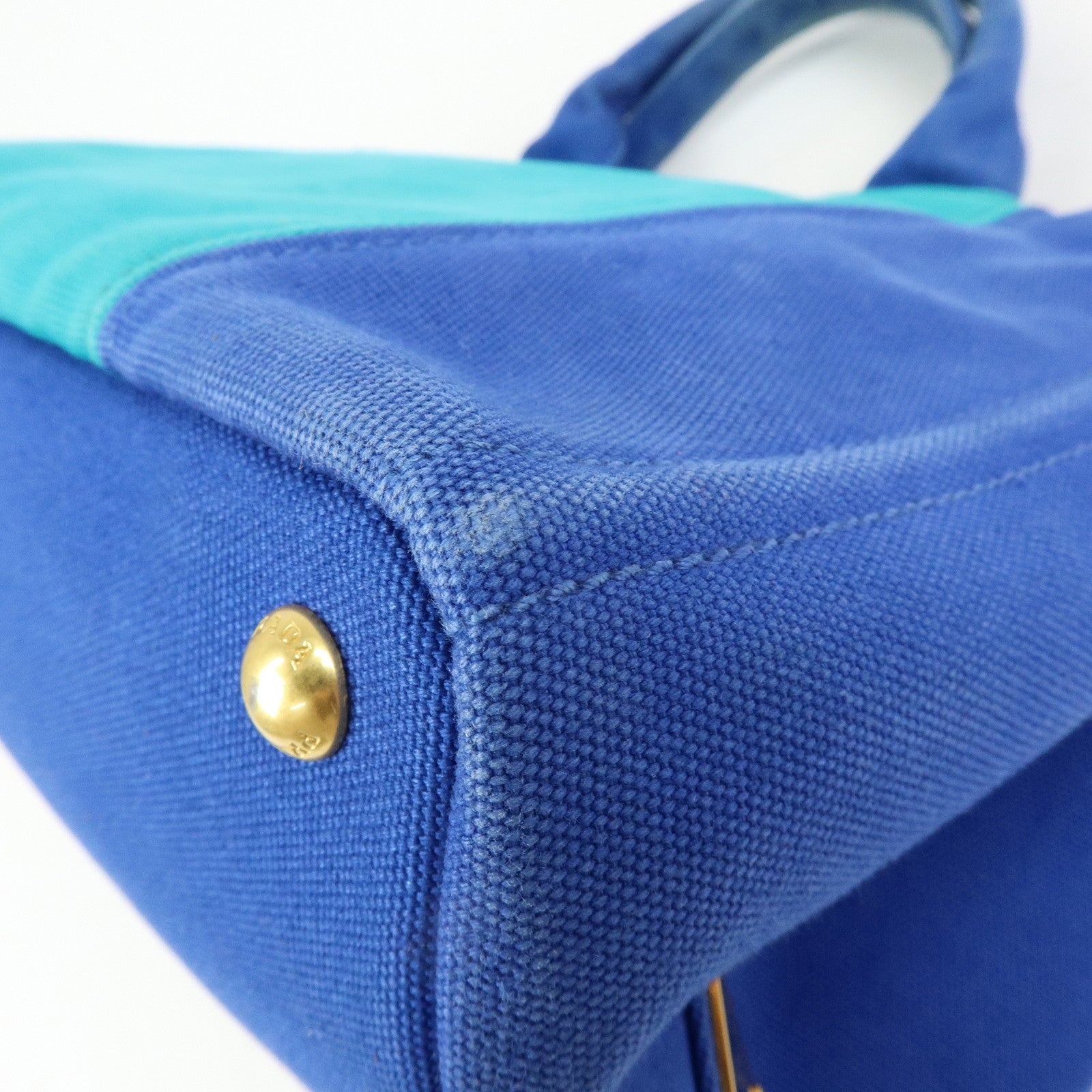 PRADA Triangle Logo Canapa Canvas 2Way Bag Tote Bag Blue BN2642