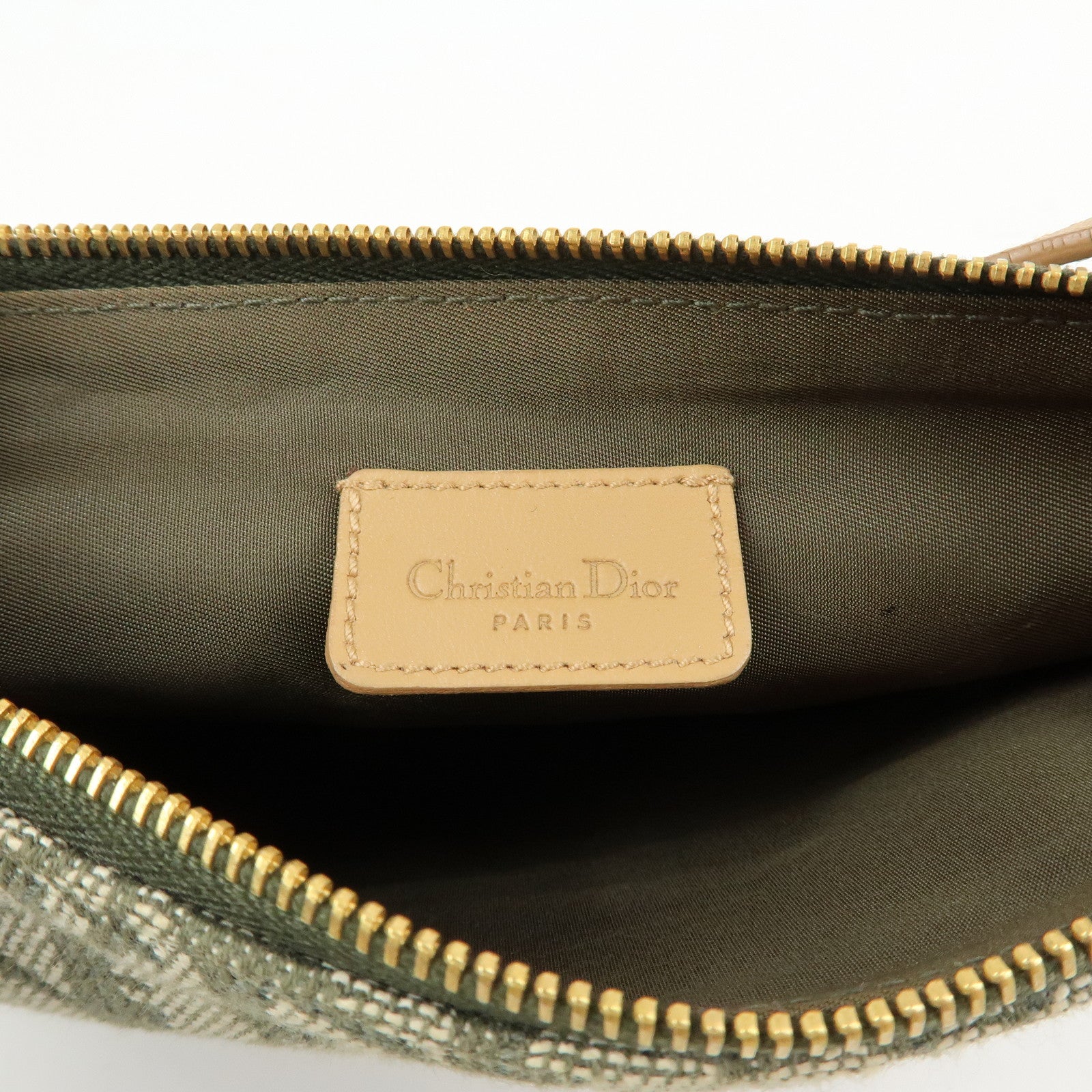 Christian Dior Saddle Trotter Jacquard Leather Hand Bag Green