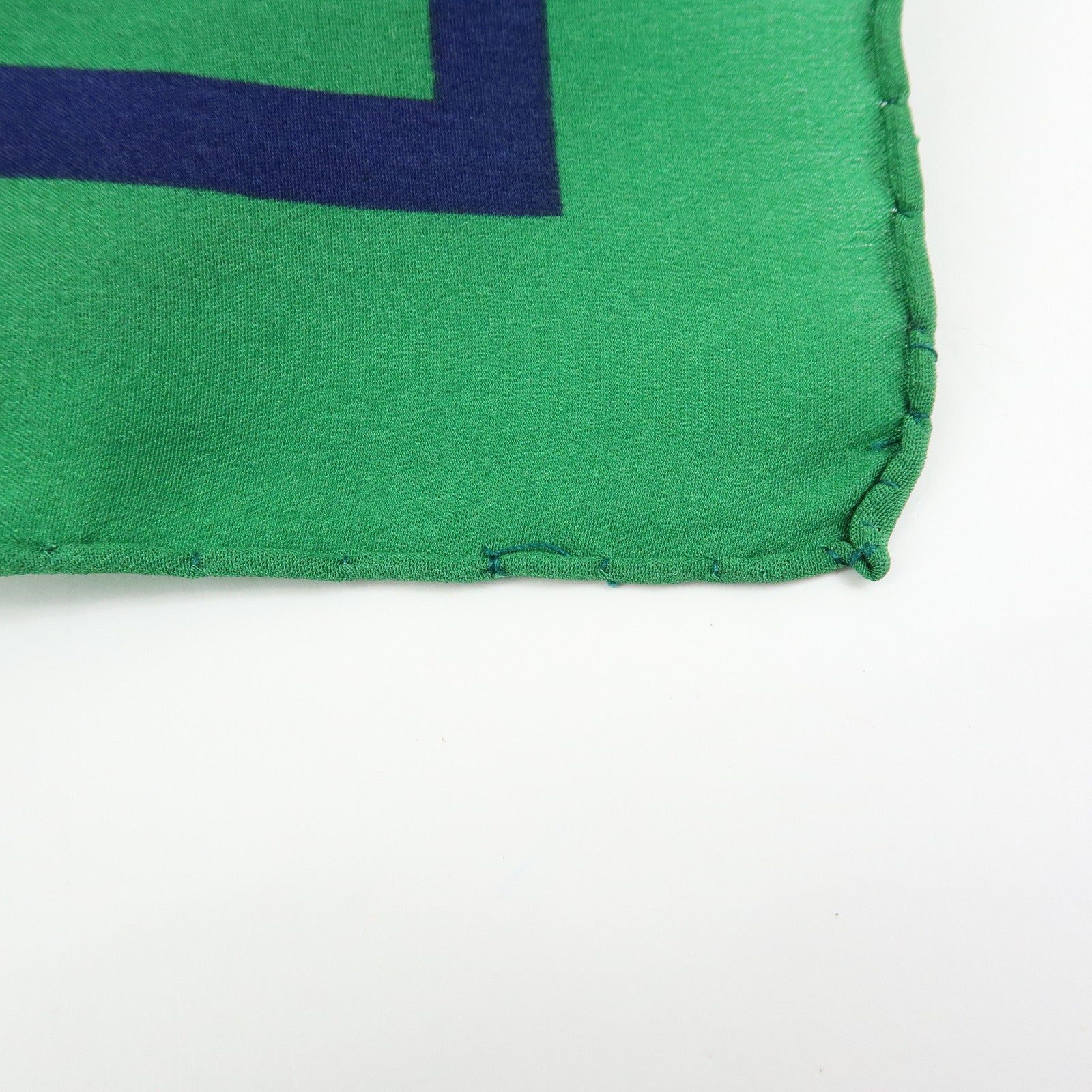 CHANEL COCO Mark Silk100% Scarf Green Navy White Red