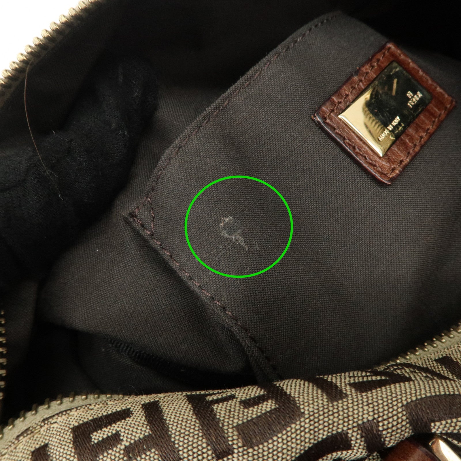 FENDI Zucchino Canvas Leather Boston Bag Brown Beige 8BL068 Used