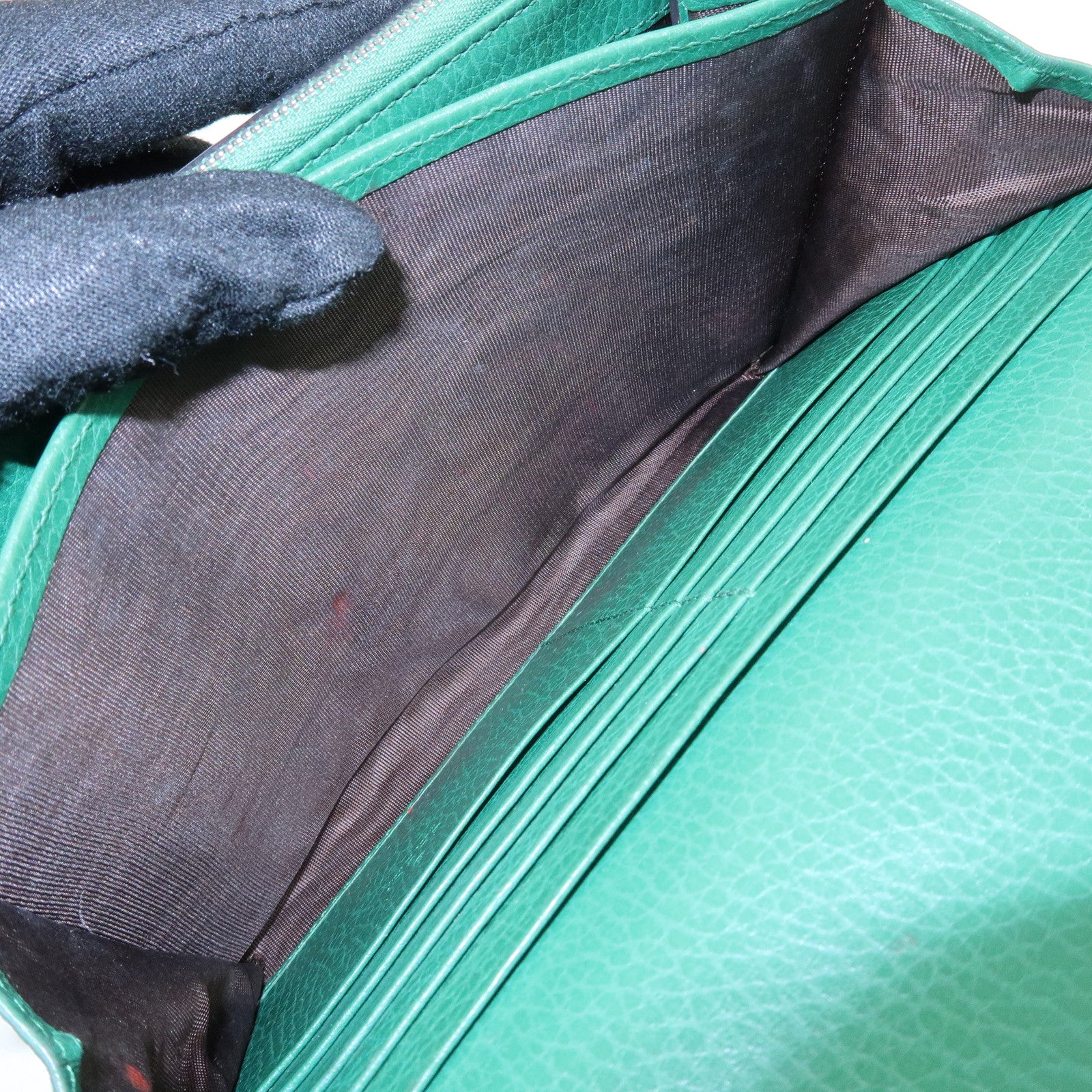 GUCCI Dionysus Leather Chain Wallet Shoulder Bag Green 401231