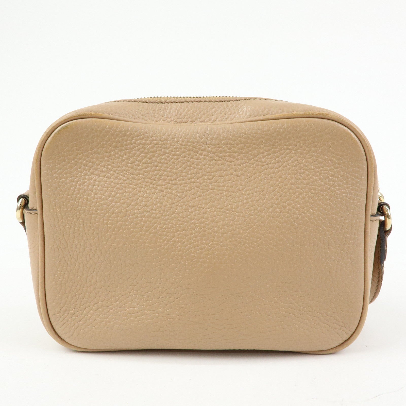 GUCCI SOHO Interlocking G Leather Shoulder Bag Beige 308364