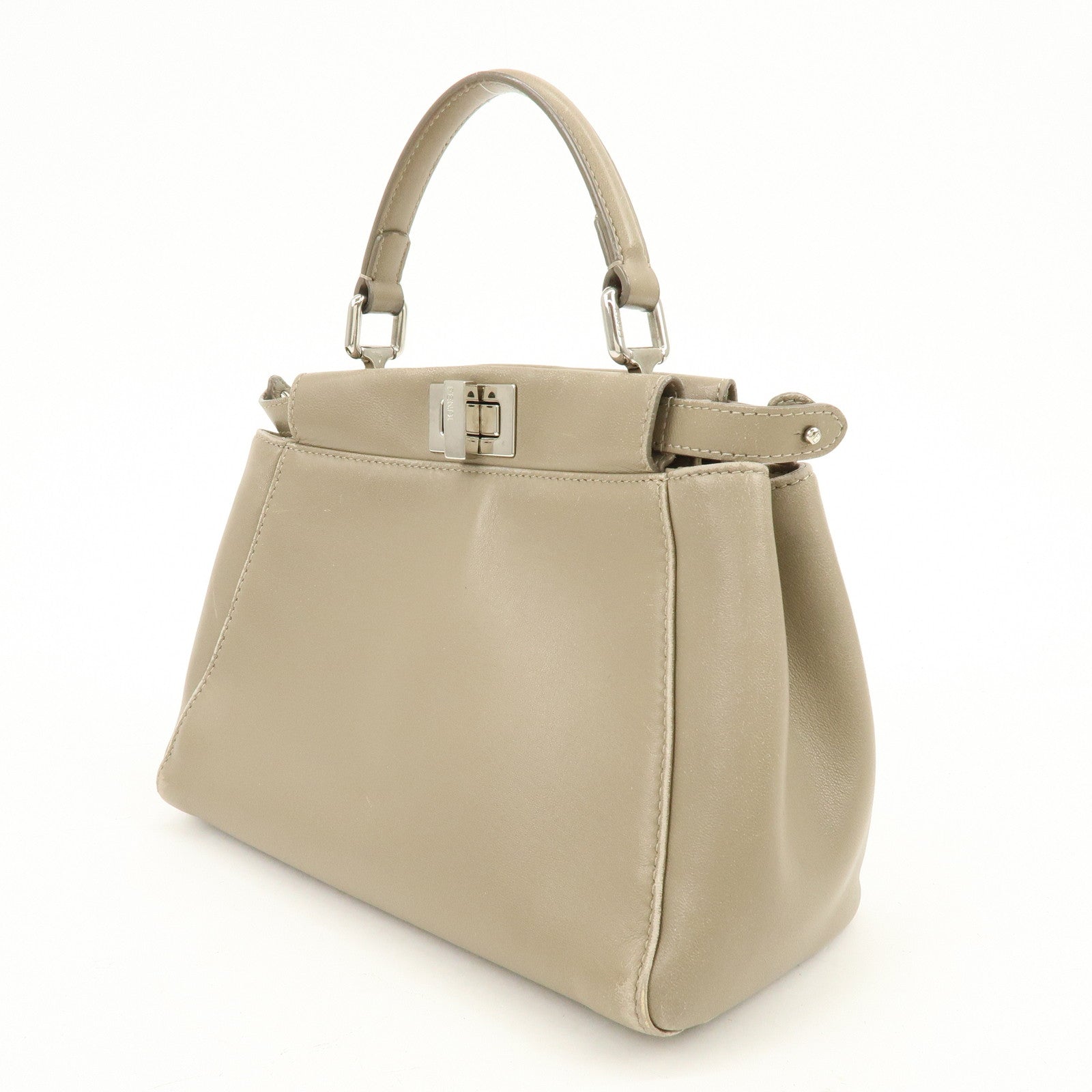 FENDI Mini Peekaboo 2Way Shoulder Bag Hand Bag Brown 8BN244
