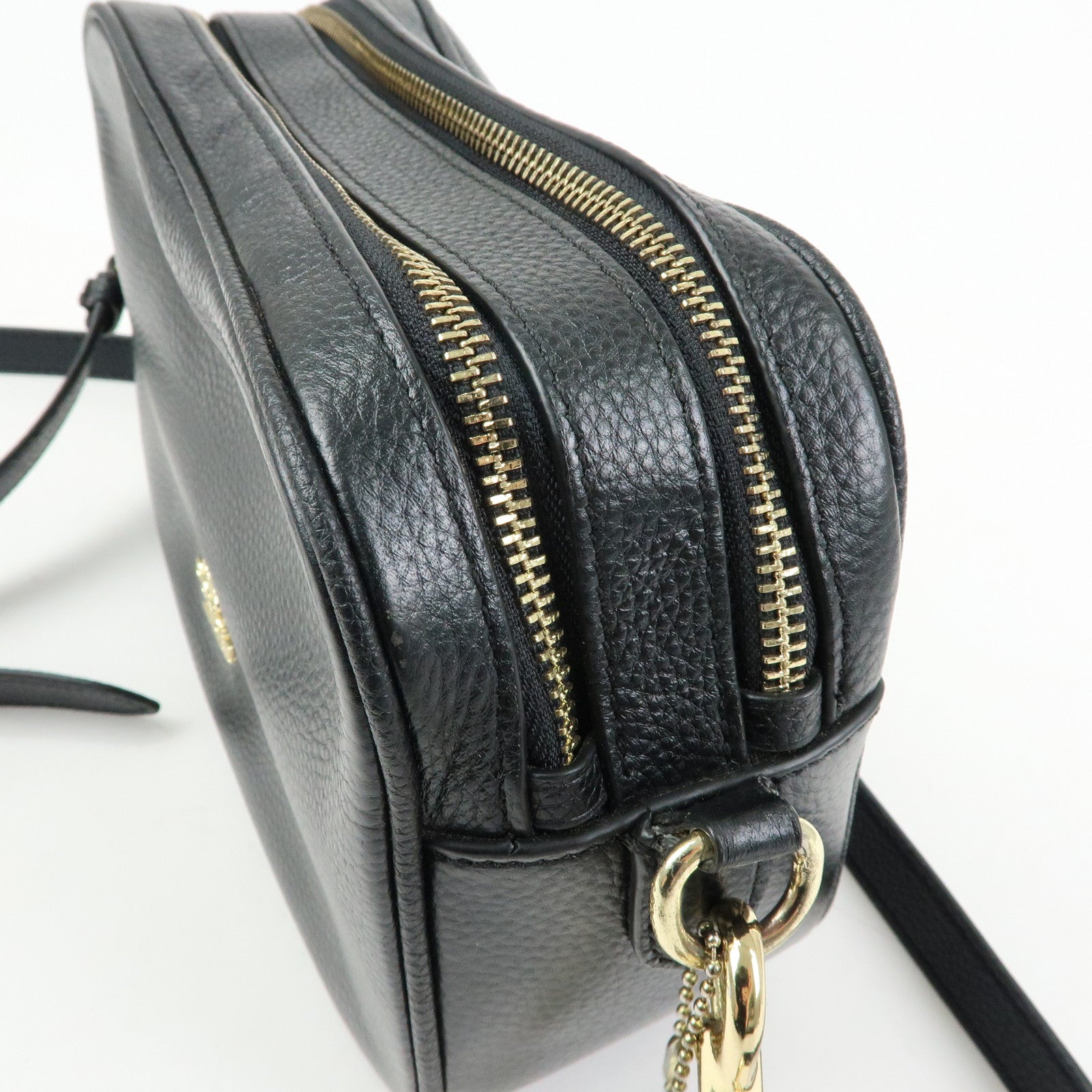 COACH Logo Leather Shoulder Crossbody Bag Black