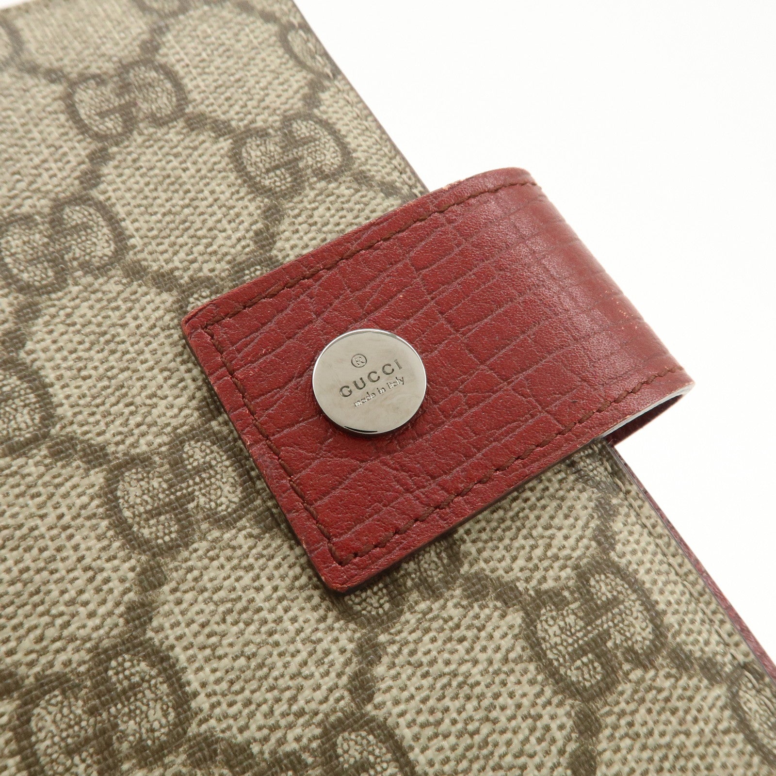 GUCC GG Supreme Canvas Leather Planner Cover Beige Brown 115240 Used