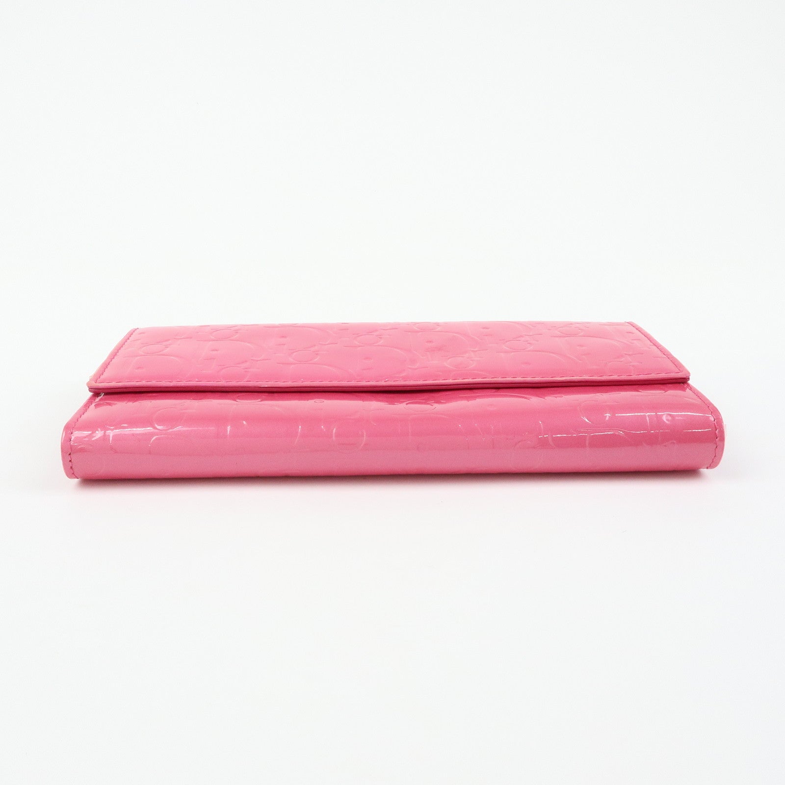 Christian Dior Trotter Patent Leather Chain Wallet WOC Pink