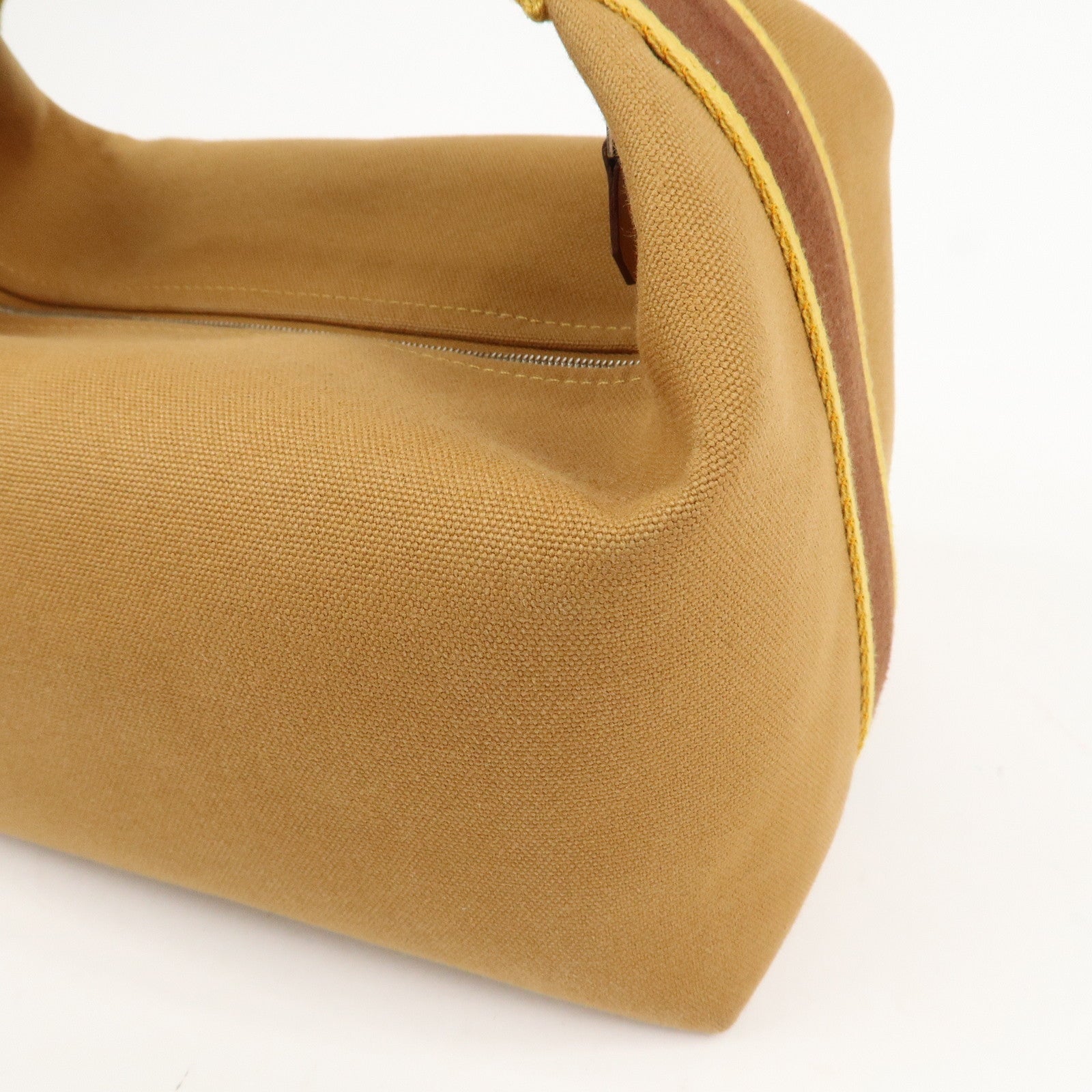 HERMES Bride A Brac GM Canvas Hand Bag Cosmetic Pouch Brown