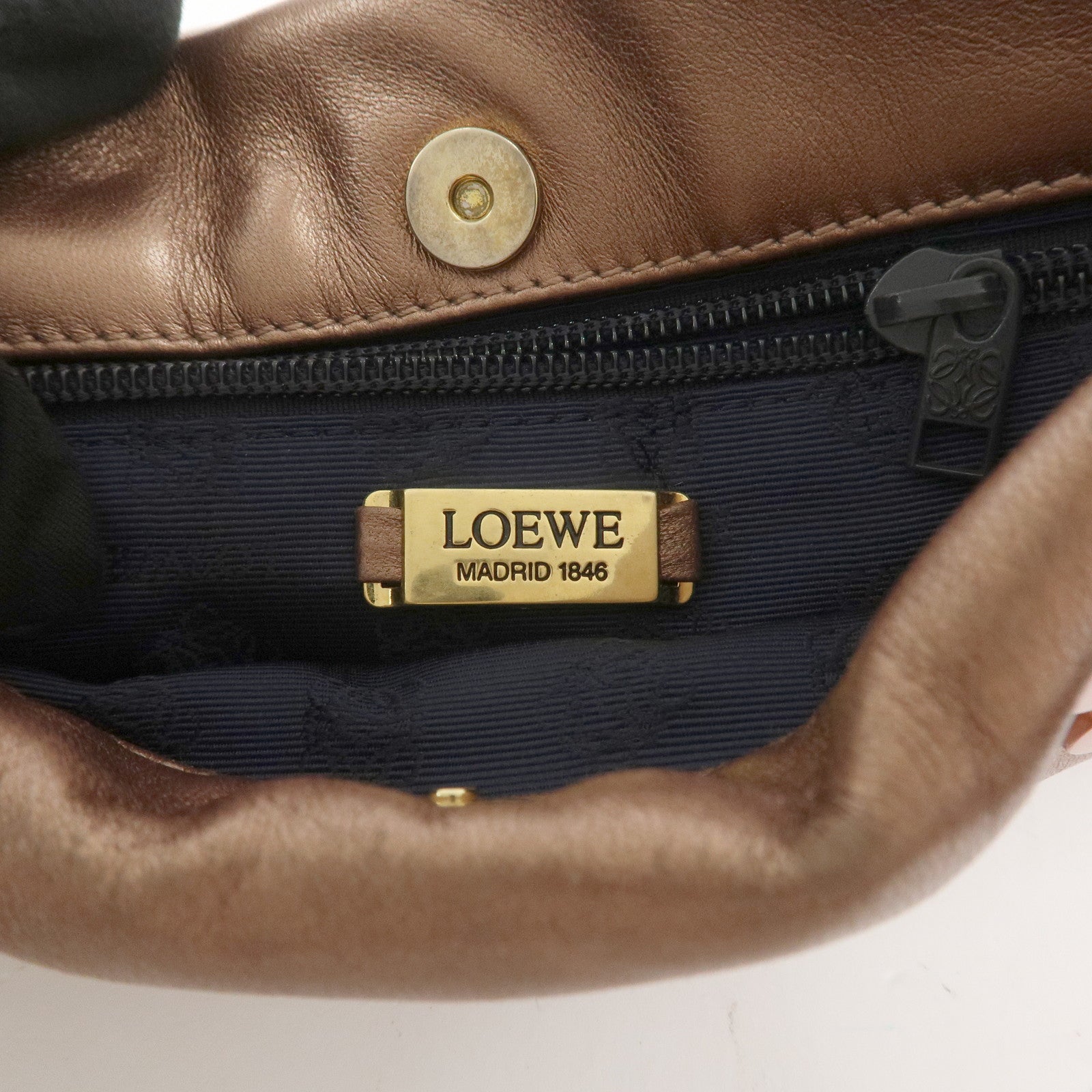 LOEWE Logo Leather Hand Bag Tote Bag Metallic Brown