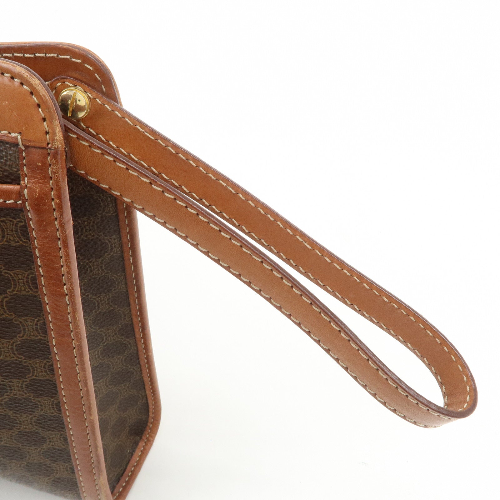 CELINE Macadam PVC Logo Leather Clutch Bag Brown