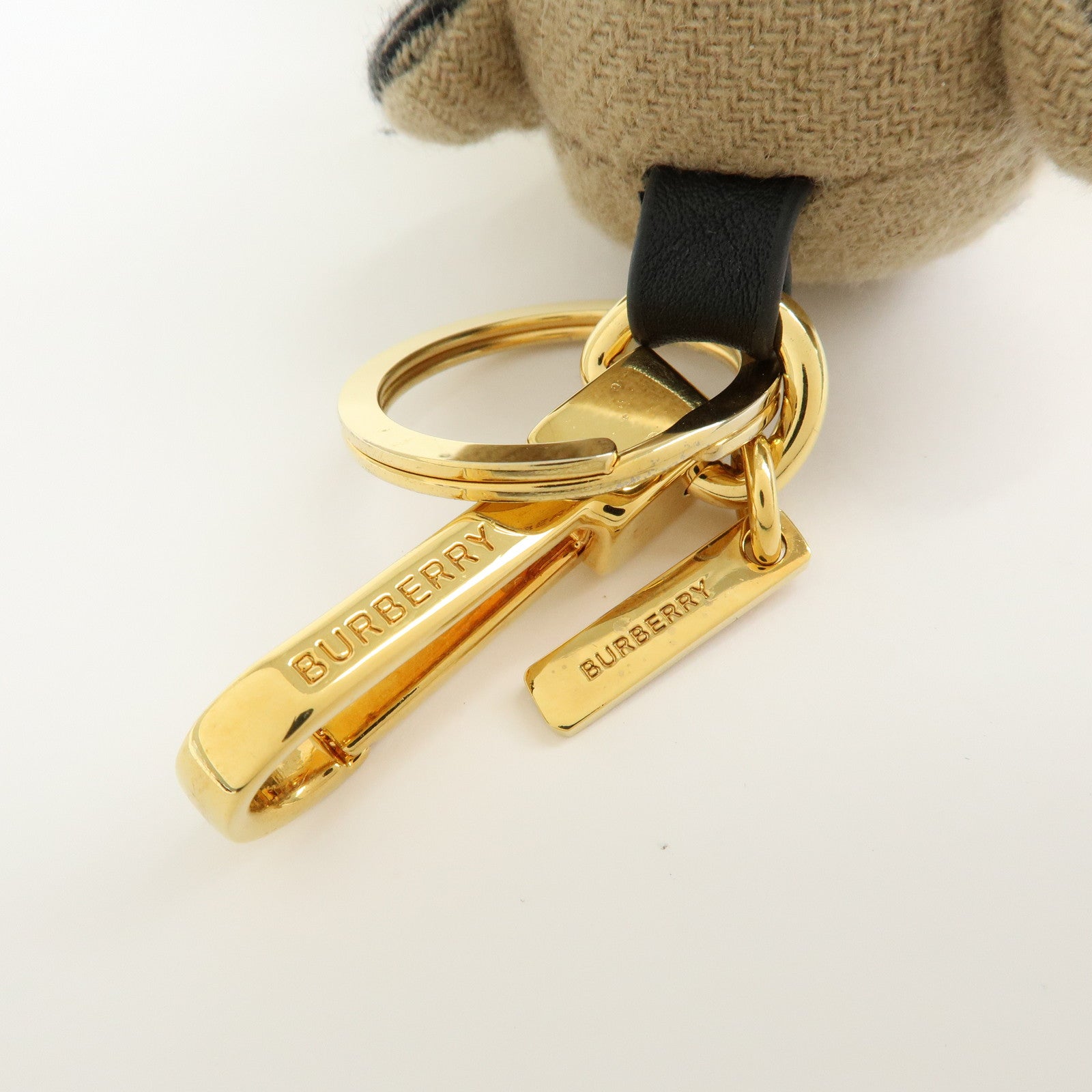 BURBERRY Thomas Bear Nova Plaid Canvas Leather Bag Charm Key Holder