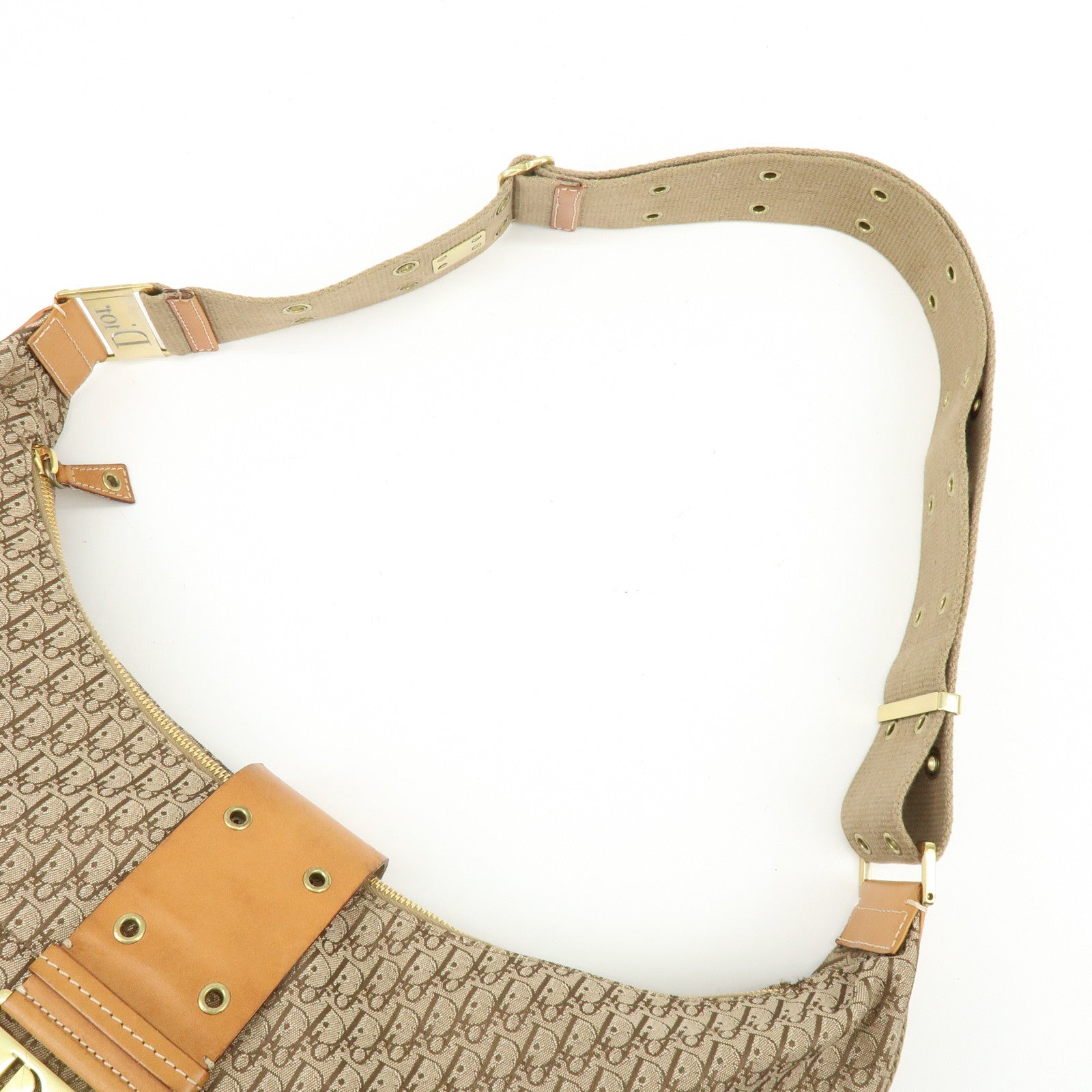 Christian Dior Trotter Canvas Leather Shoulder Crossbody Bag Beige