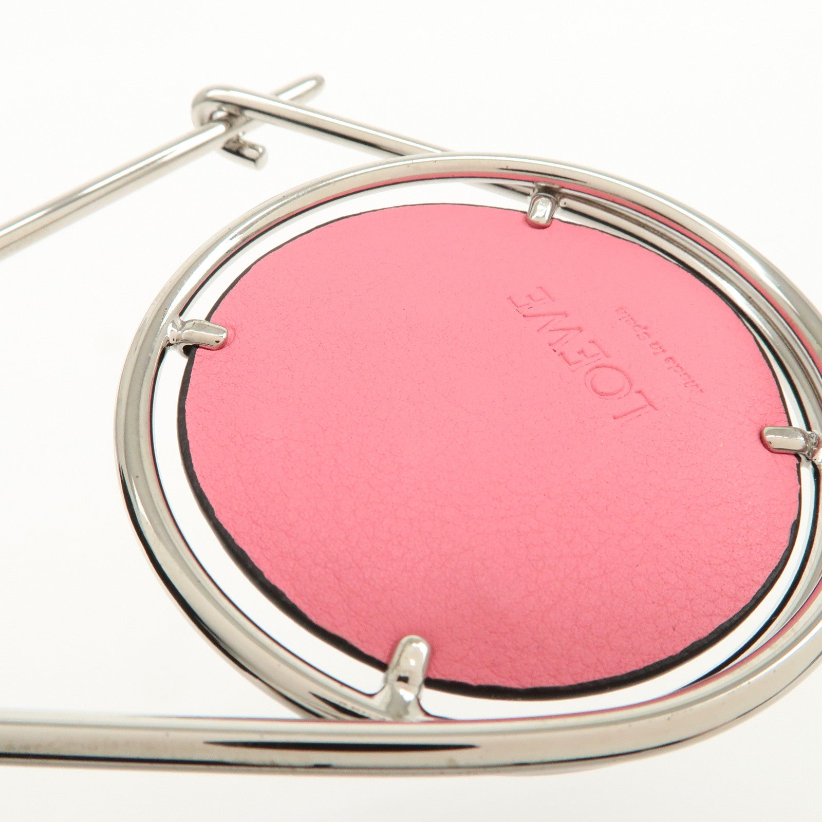 LOEWE Leather Metal Rose Meccano Pin Pink Black Silver