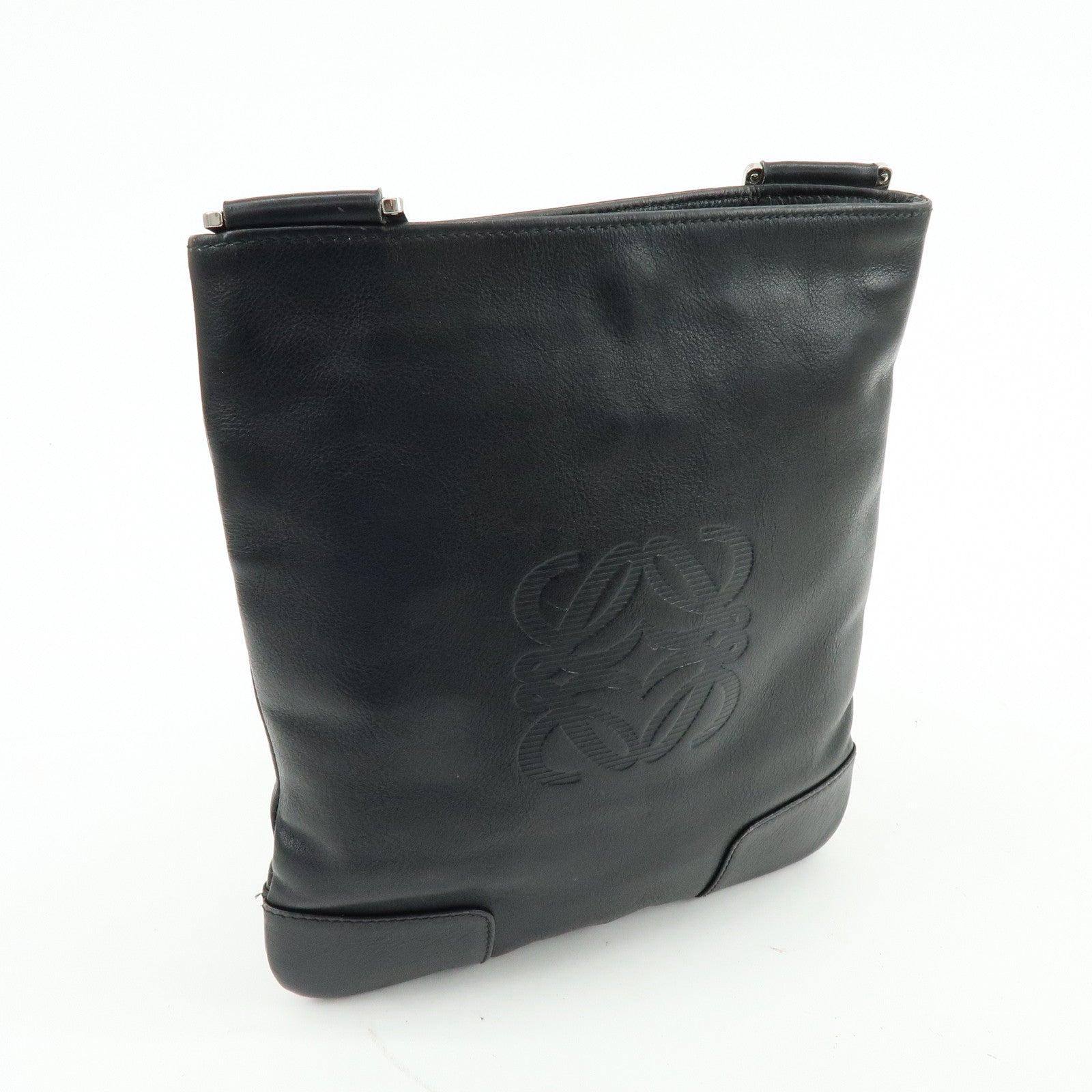 LOEWE Anagram Calf Leather Shoulder Bag Crossbody Bag Black