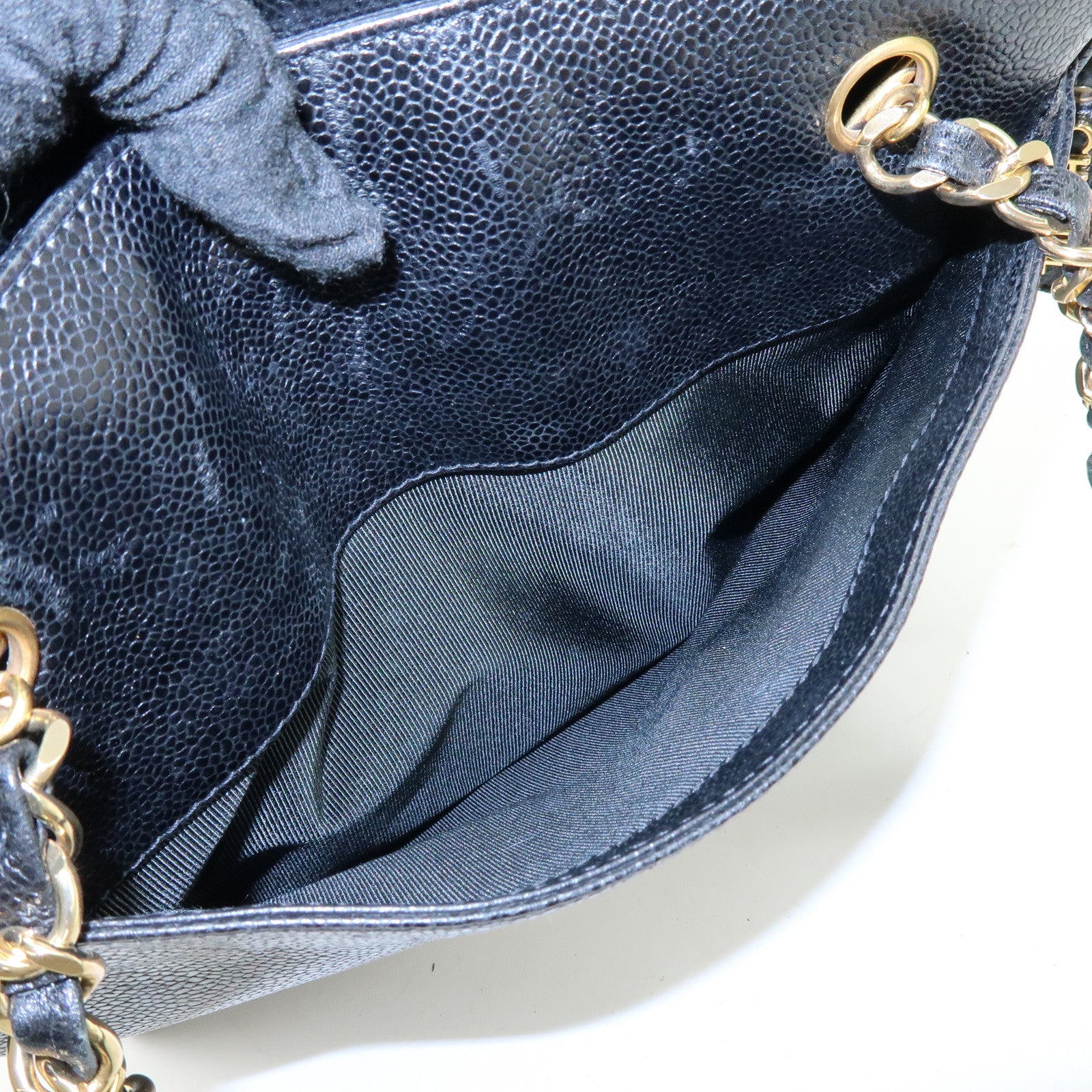 CHANEL Triple COCO Mark Caviarskin Chain Shoulder Bag Black