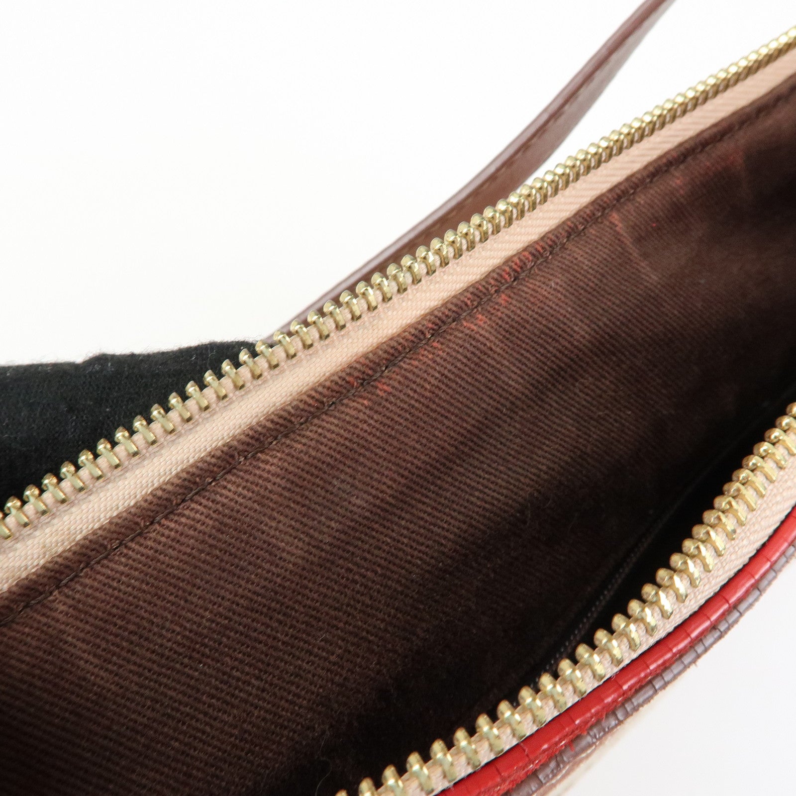 LOEWE Canvas Leather Suede Shoulder Bag Hand Bag Beige Red