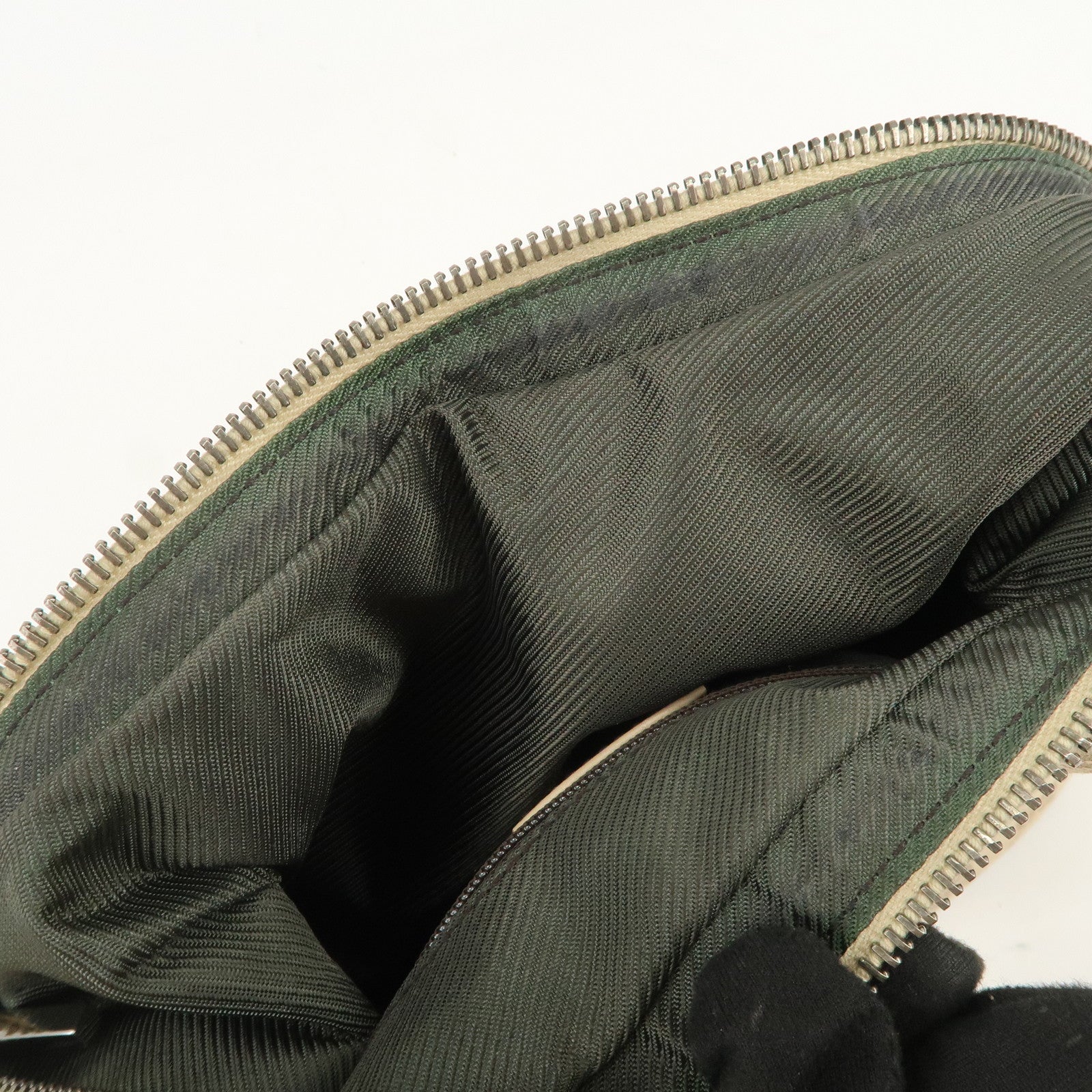 GUCCI GG Canvas Leather Shoulder Bag Hand Bag Beige Silver