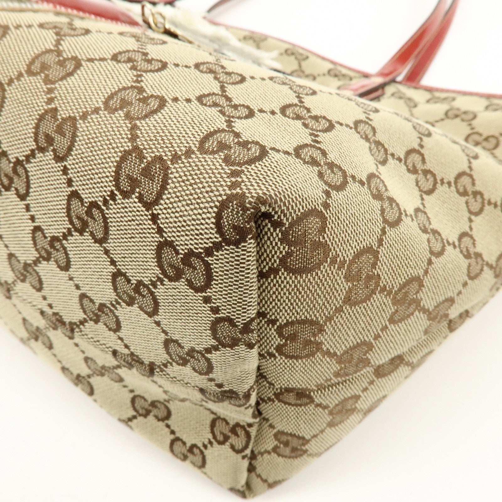 GUCCI Gucciori GG Canvas Leather PVC Shoulder Bag Beige Red 212376