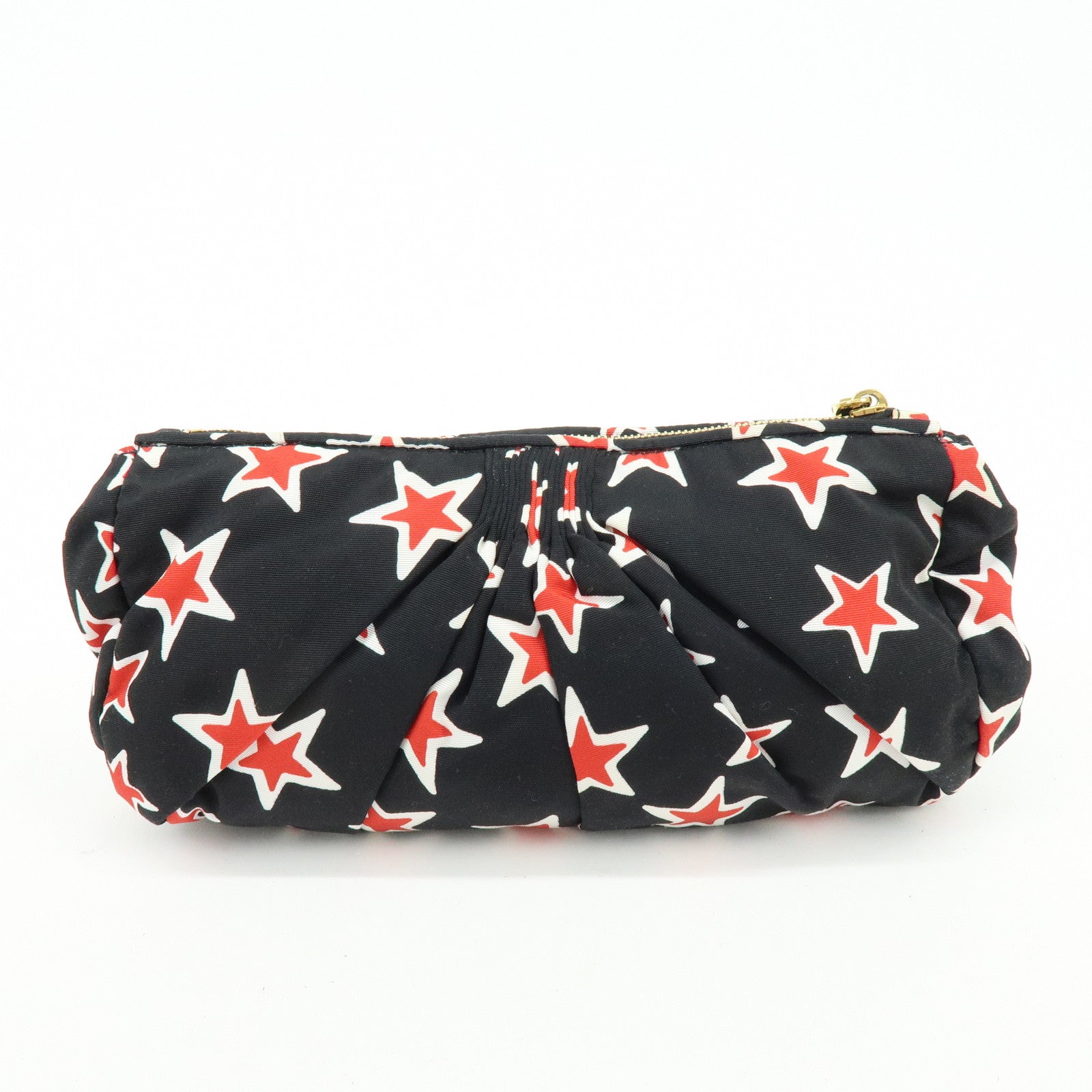 MIU MIU Nylon Clutch Bag Pouch Black Red Star Motif 5NE455