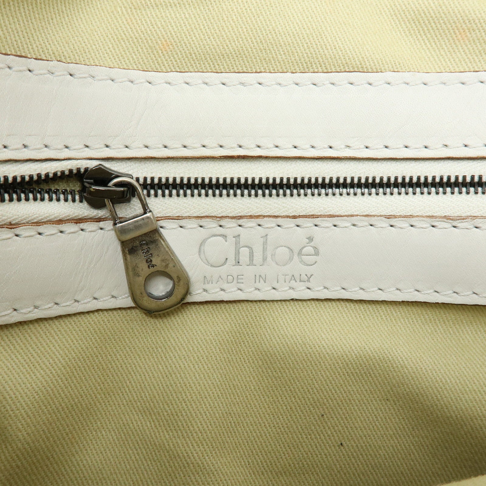 Chloe Silverado Leather Shoulder Bag Boston Bag Hand Bag White