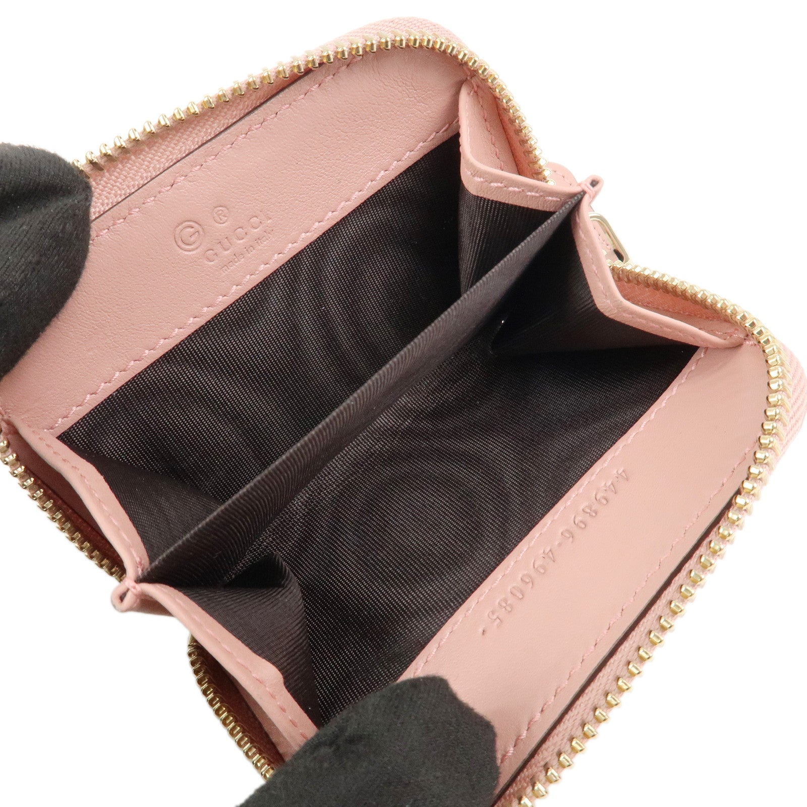 GUCCI Micro Guccissima Leather Coin Case Coin Purse Pink 449896