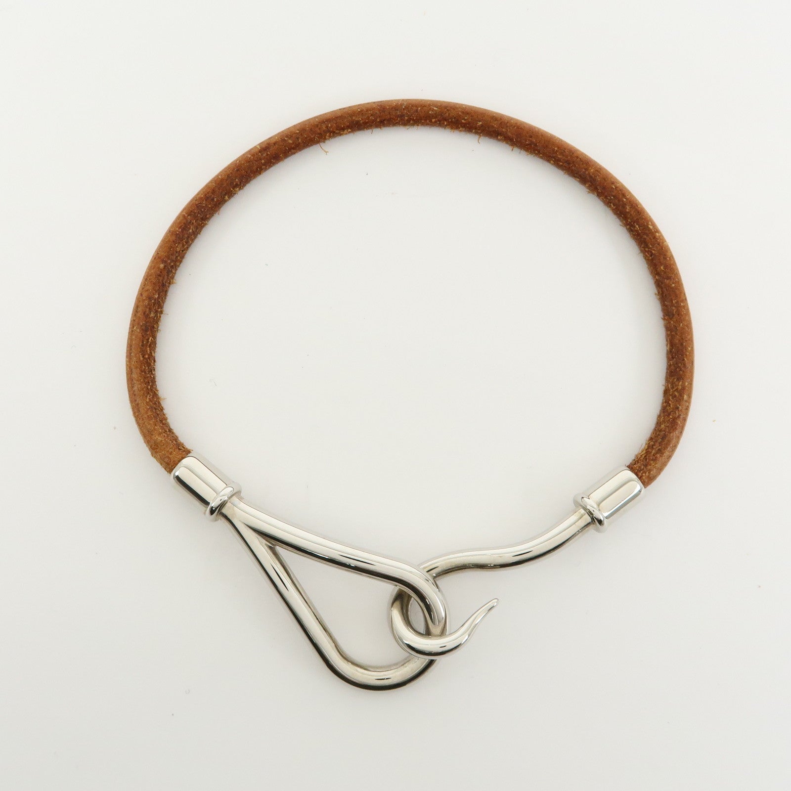 HERMES Jumbo Choker Leather Bracelet Brown