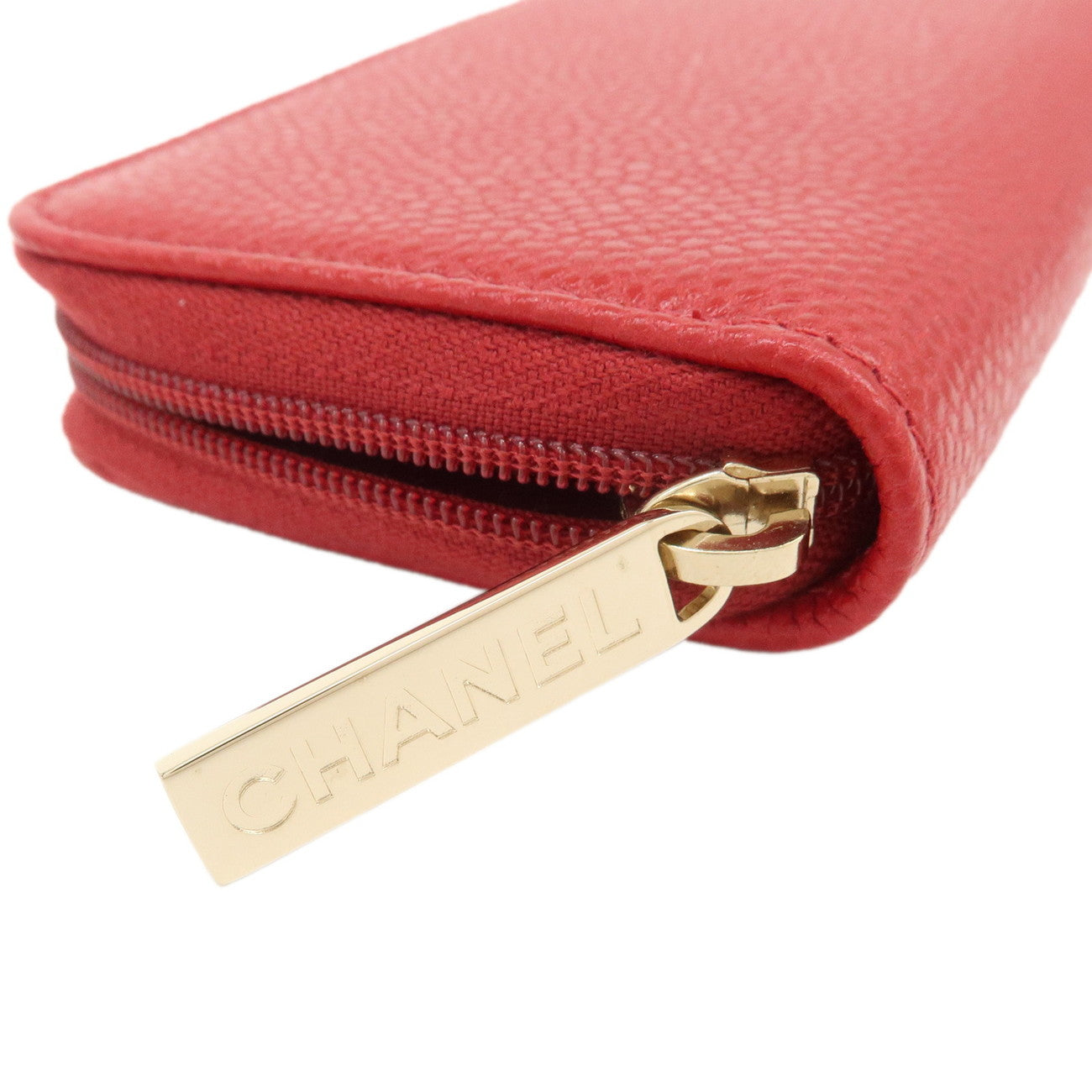 CHANEL COCO Mark Caviarskin Card Case Coin Case Red A68890