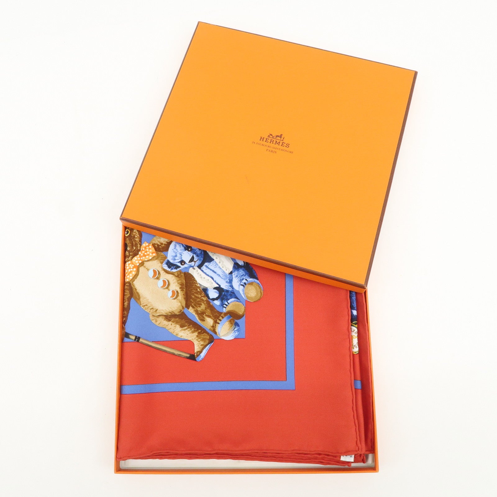 HERMES Carre 90 Silk 100% Scarf Confidents des Coeurs Red Blue