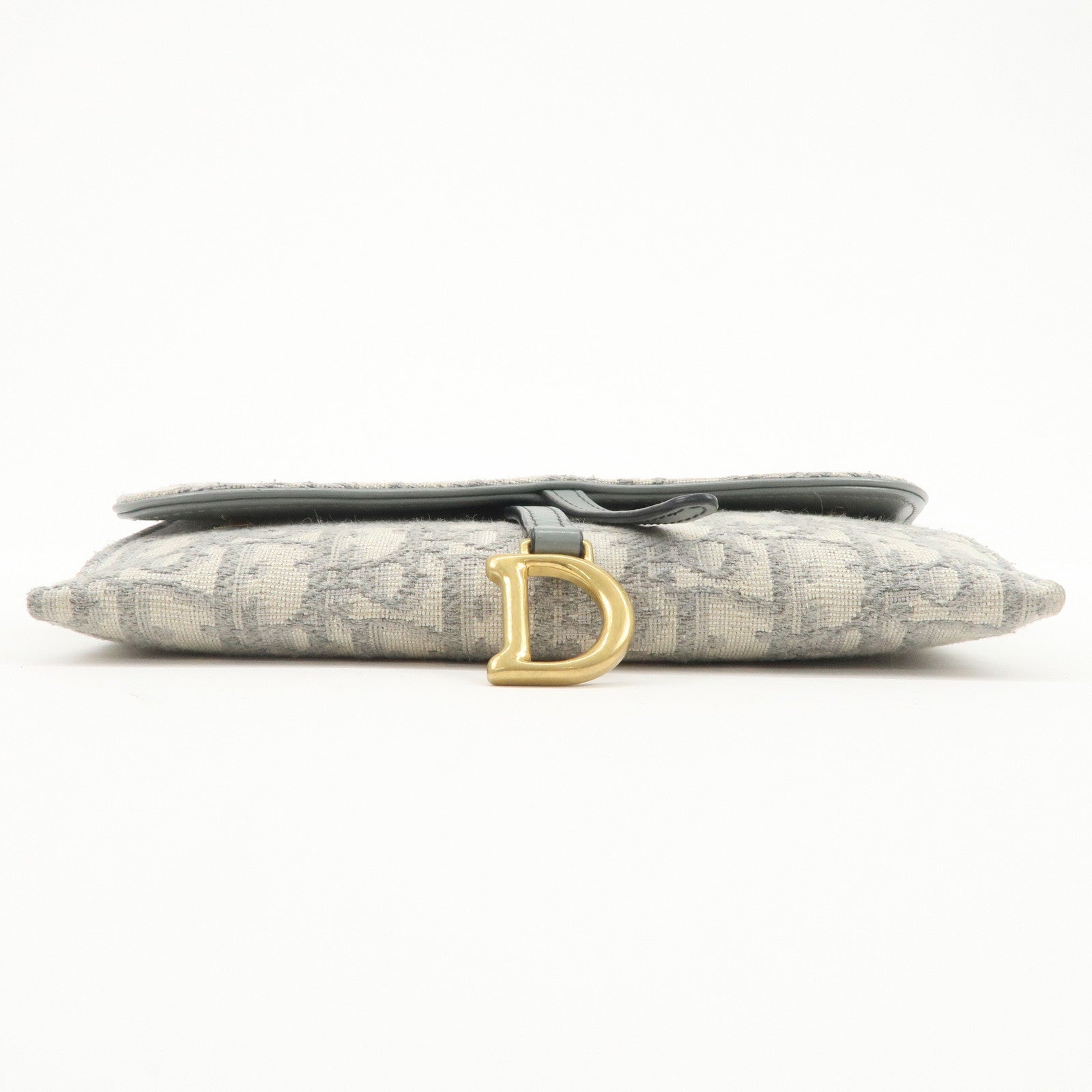 Christian Dior Oblique Jacquard Calf Leather Chain Wallet Gray WOC