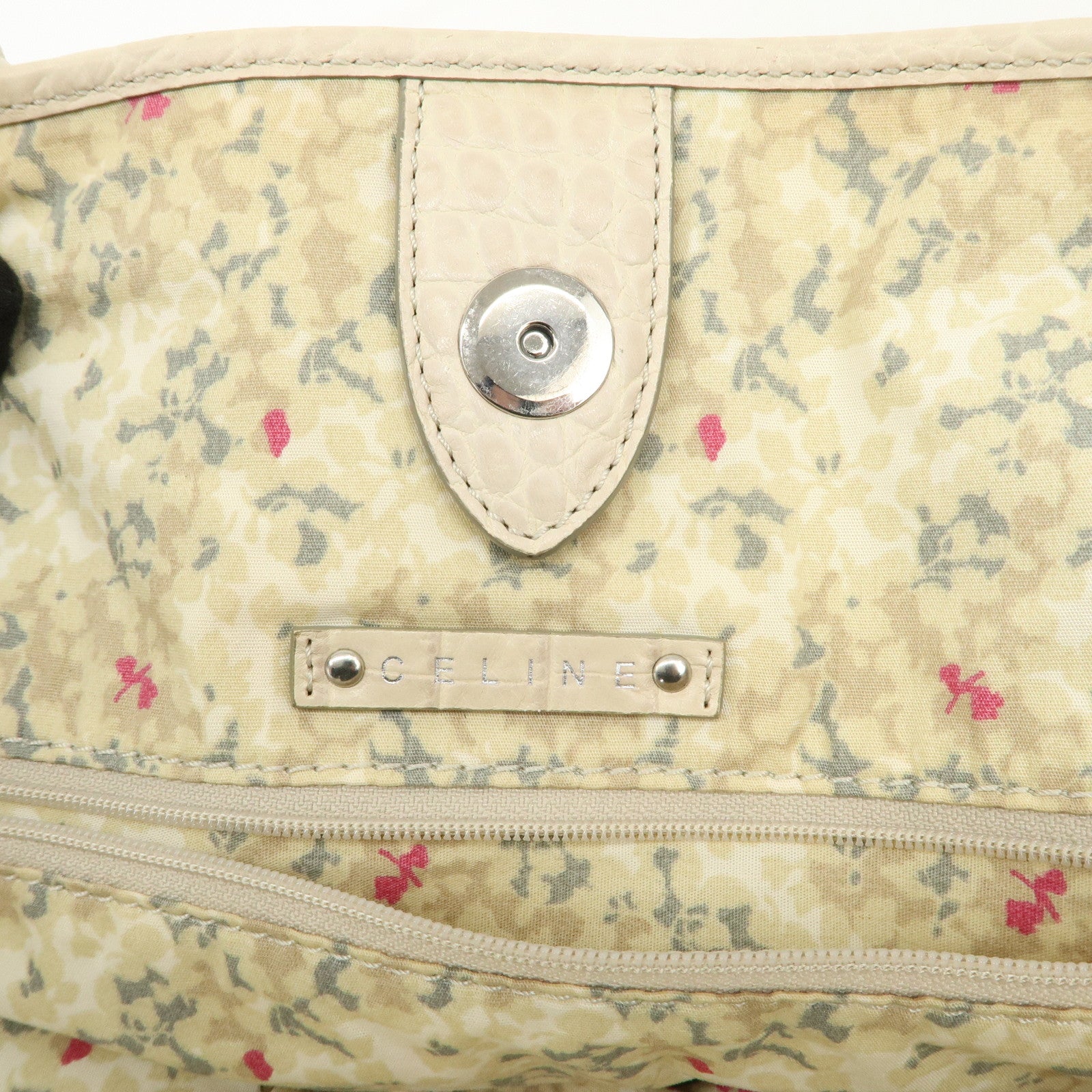CELINE Macadam Denim Leather Tote Bag Indigo Blue Ivory