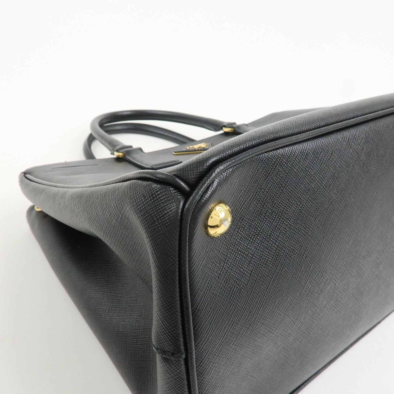 PRADA Triangle Logo Galleria Saffiano Leather 2Way Bag Black 1BA274