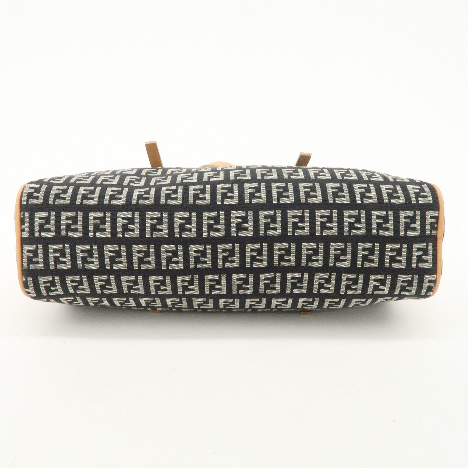 FENDI Zucchino Canvas Leather Mini Boston Bag Hand Bag Black 8BL007