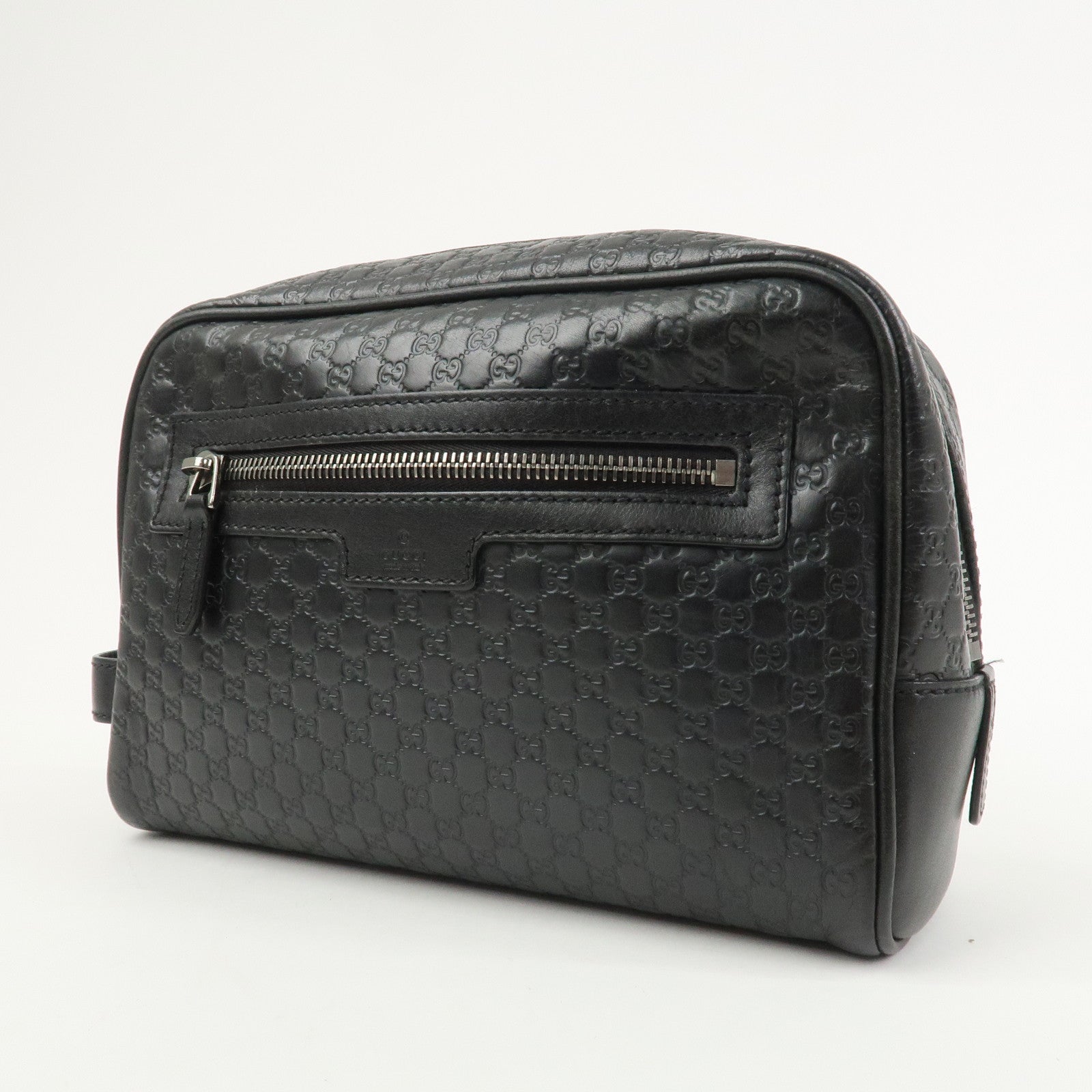 GUCCI Micro Guccissima Leather Hand Bag Clutch Bag Black 419775