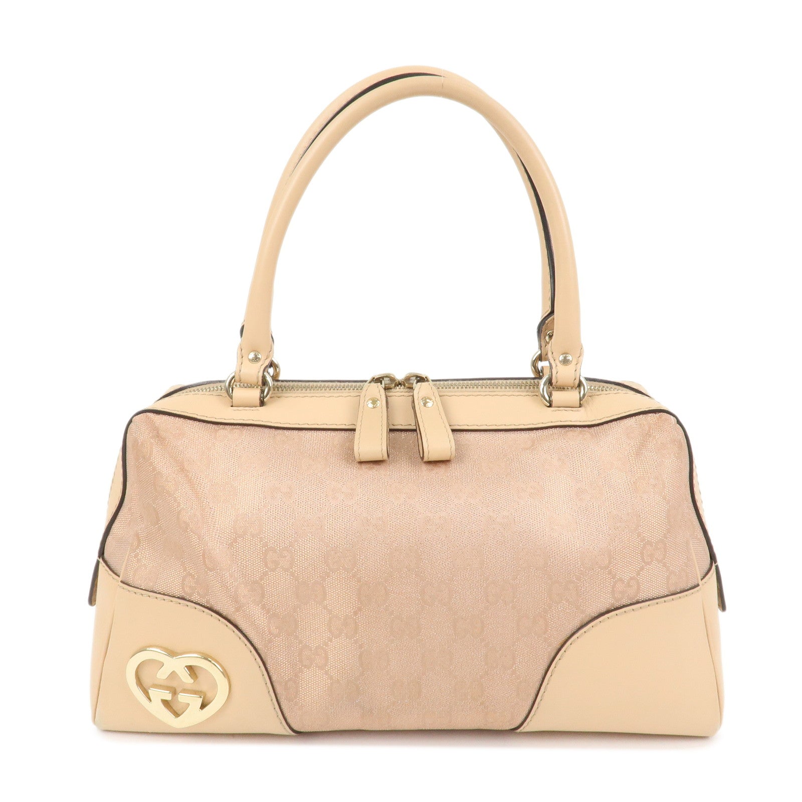 GUCCI Lovely Heart GG Monogram Canvas Mini Boston Bag 257067