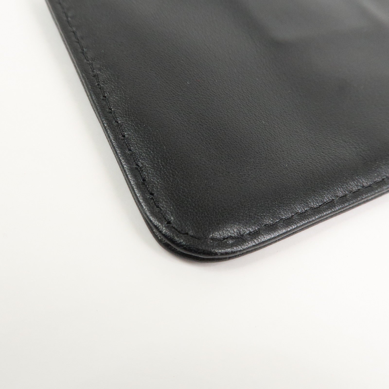 CHANEL COCO Mark Lamb Skin Coin Case Black Silver A25183