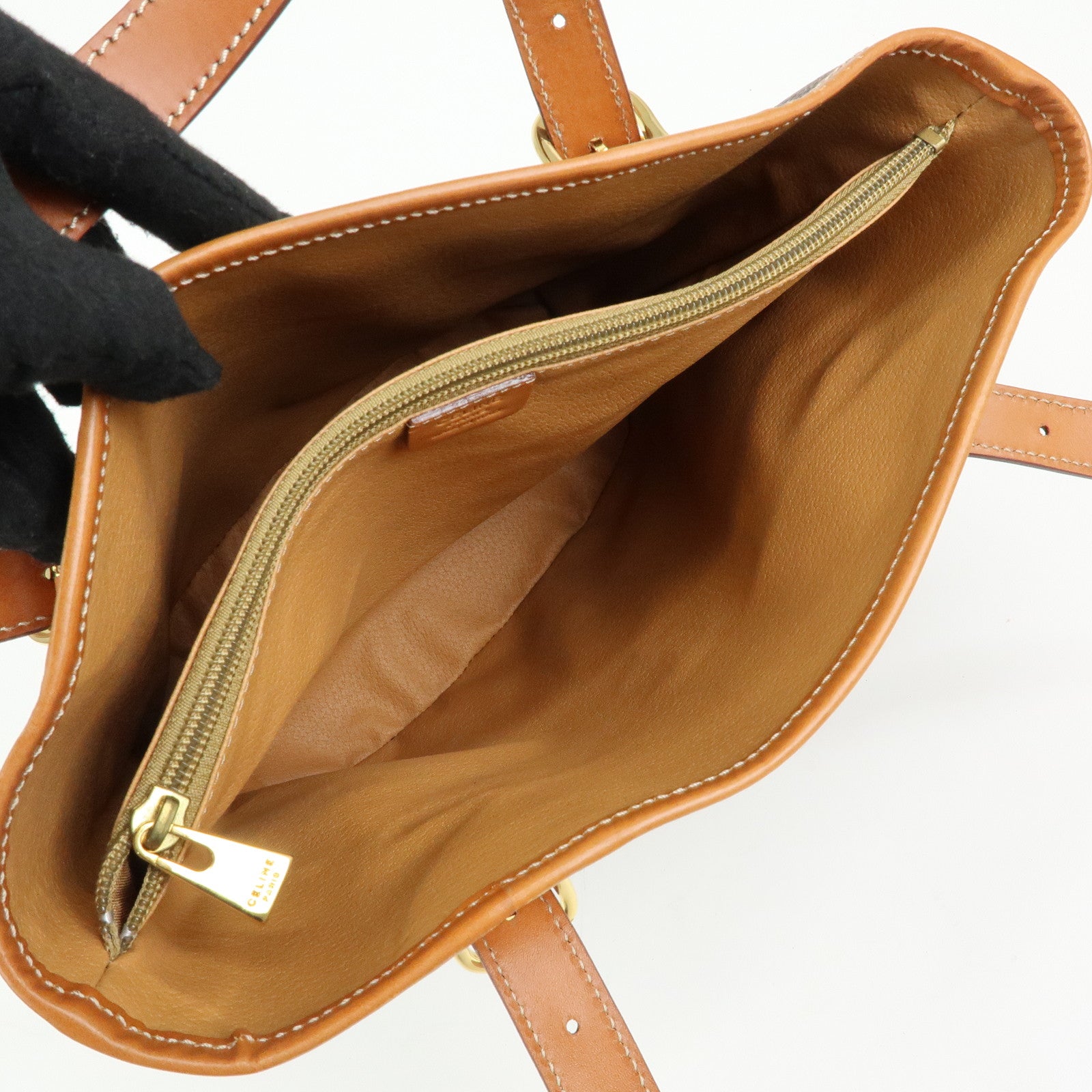 CELINE Macadam PVC Leather Tote Bag Hand Bag Shoulder Bag Brown