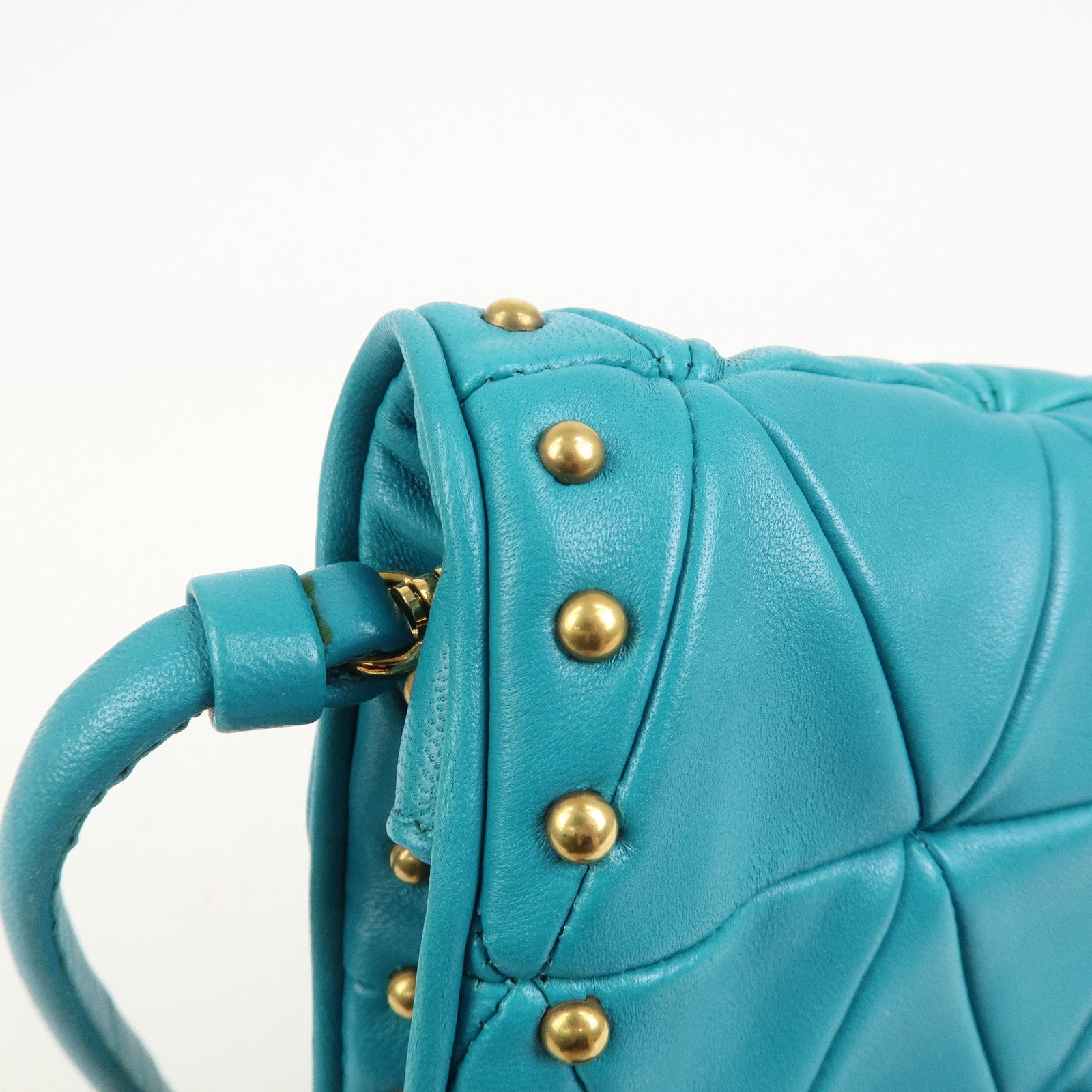 MIUMIU Matelasse Leather 2 Way Bag Shoulder Bag Blue RP0169