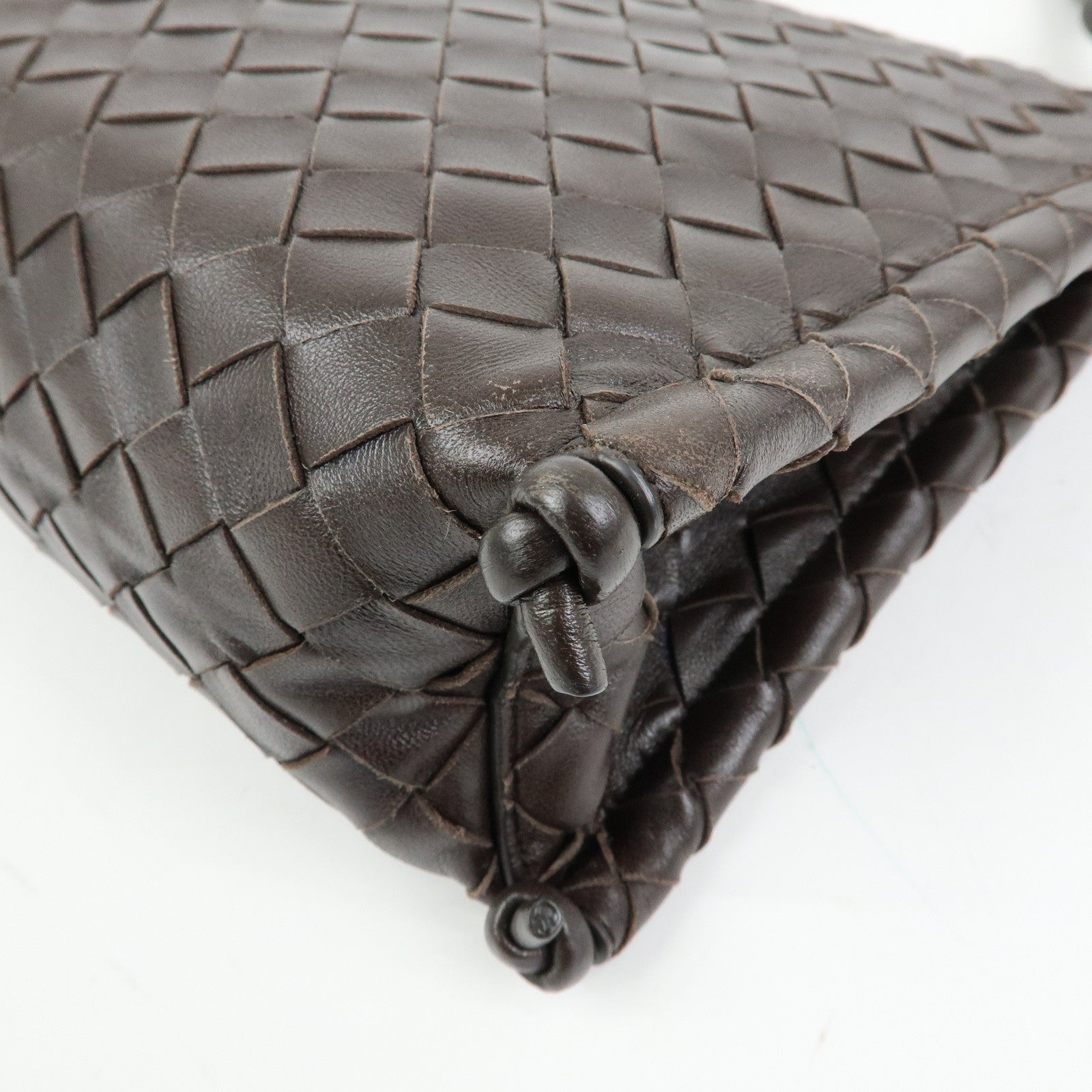 BOTTEGA VENETA Intrecciato Leather Shoulder Bag Hand Bag Brown