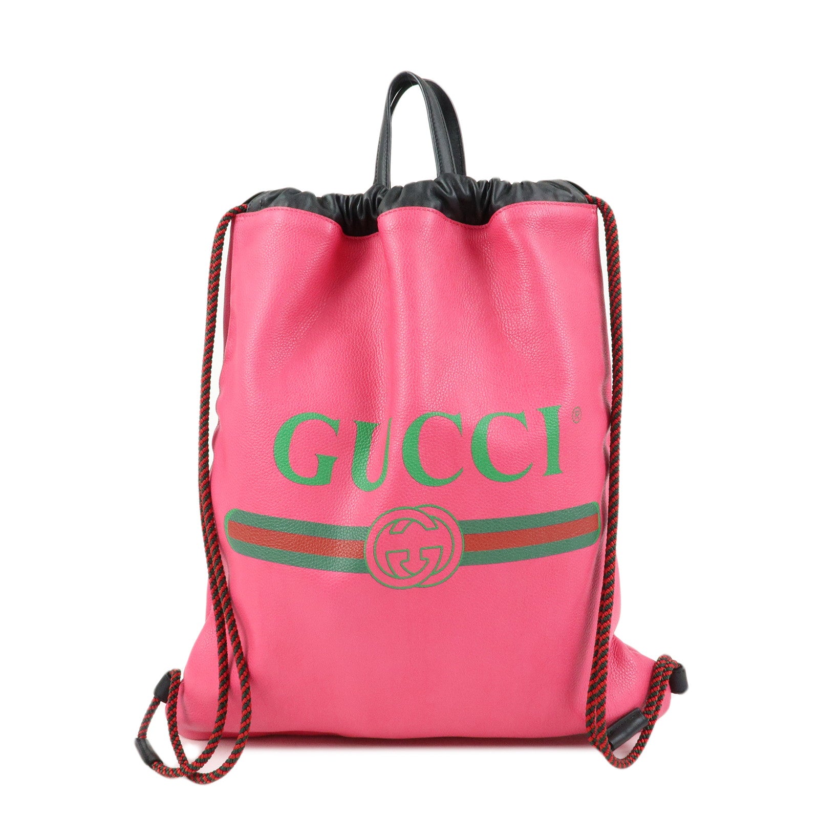 GUCCI Sherry Vintage Logo Leather Backpack Pink 516639