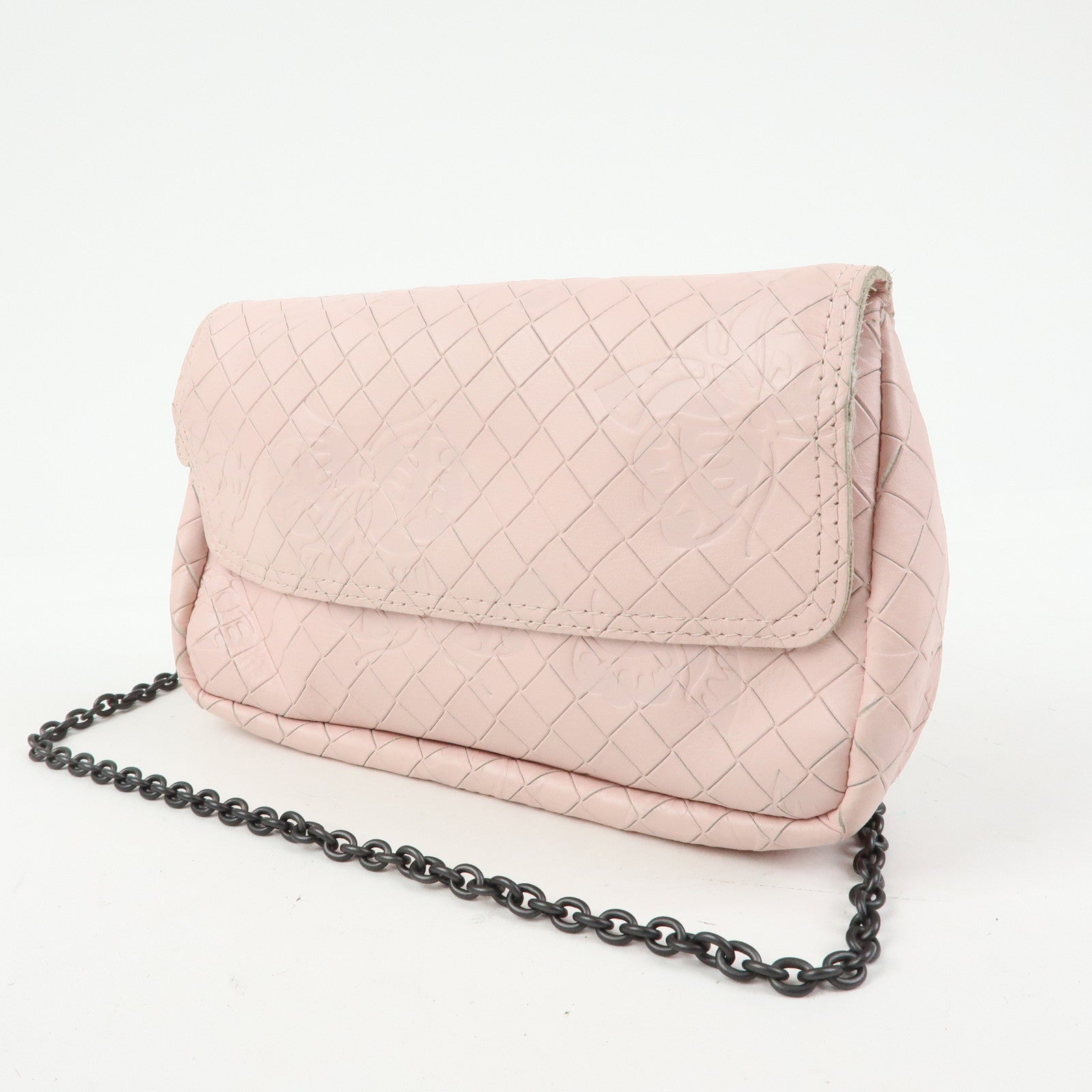 BOTTEGA VENETA Intreccio Mirage Chain Shoulder Bag Light Pink