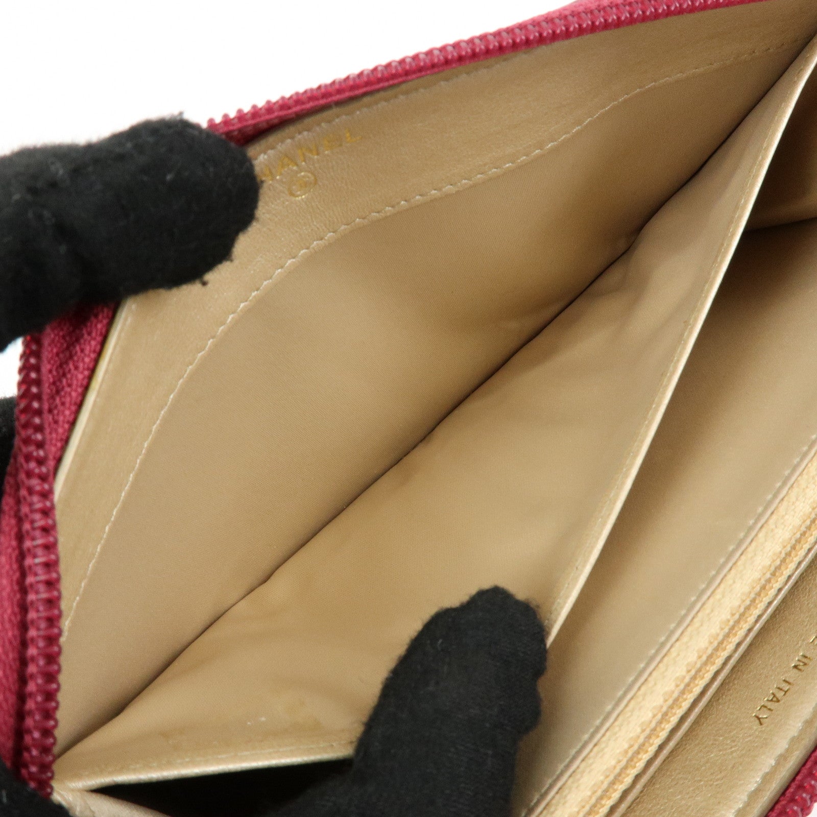 CHANEL Camellia Lamb Skin Round Zippy Wallet Pink A82281