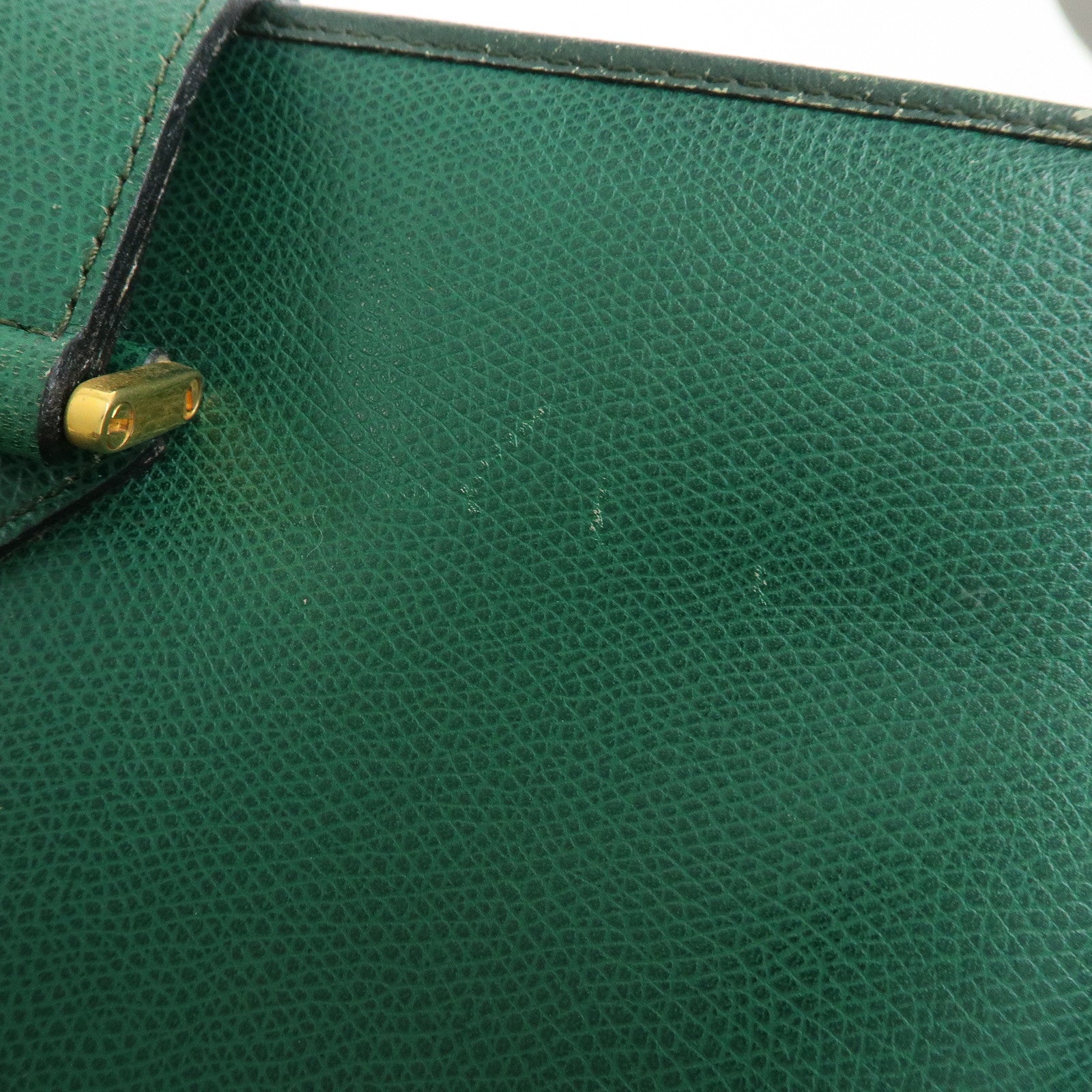 SAINT LAURENT PARIS Y Line Leather Studs Tote Shoulder Bag Green
